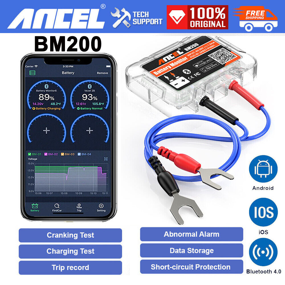 Ancel BM200 Car Battery Monitor Bluetooth 12V Battery Load Tester Fit for iPhone