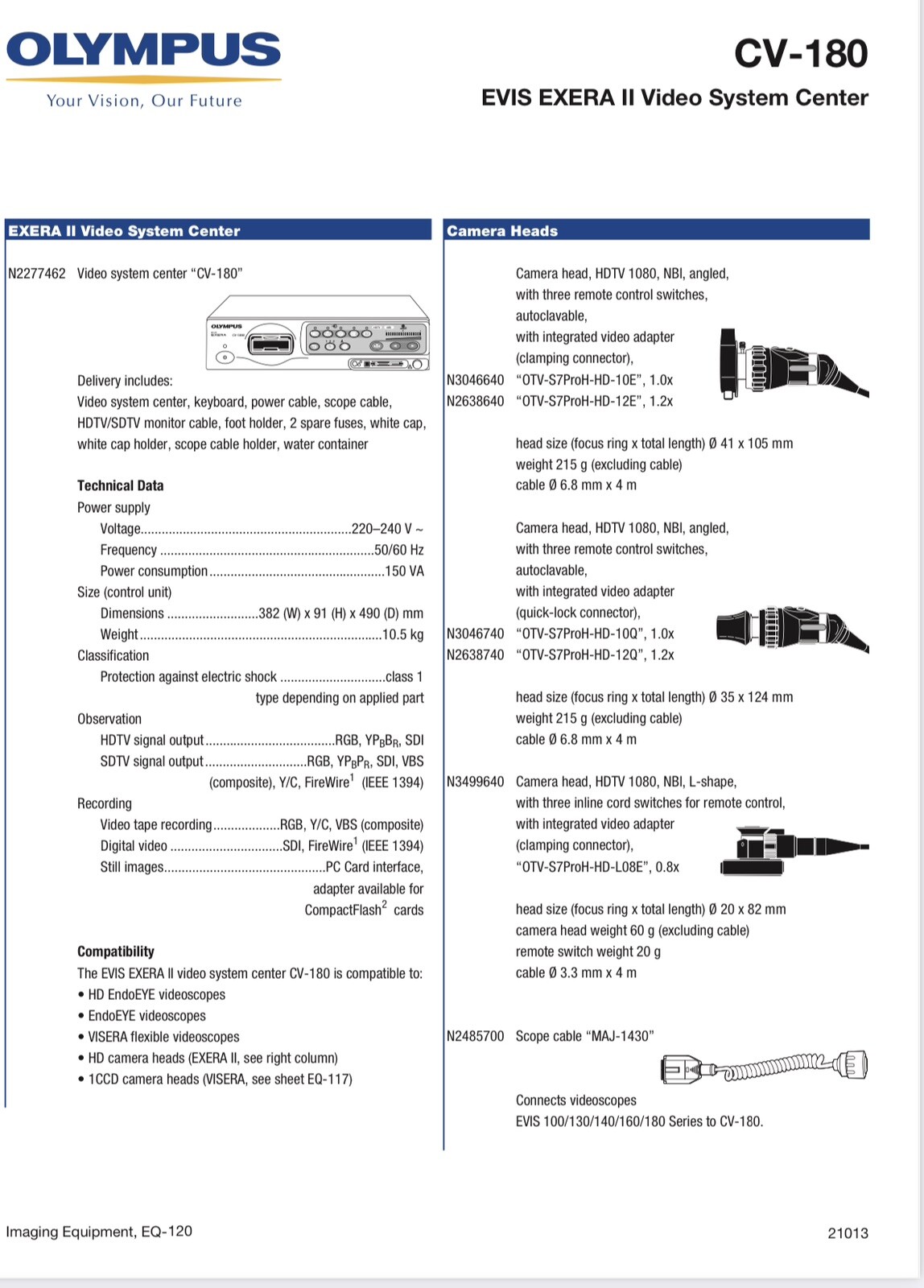 OLYMPUS OTV-SP1H-N-12Q/12E 3CCD Camera Head