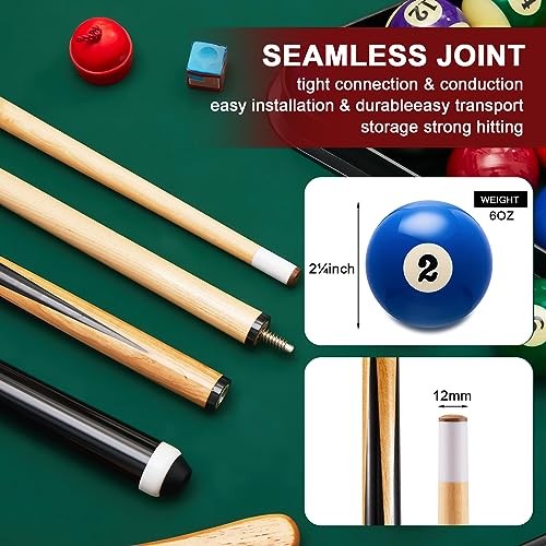 Pool Table Accessories Set with 6 Cue Sticks, 16 Billiard Balls, Triangle &