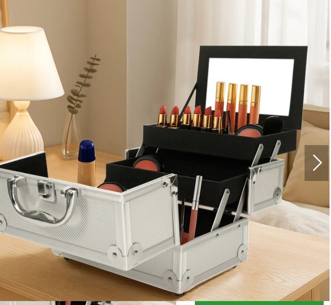 Aluminum Makeup Train Case Jewelry Box Cosmetic Organizer with Mirror 9"x6"x6" S