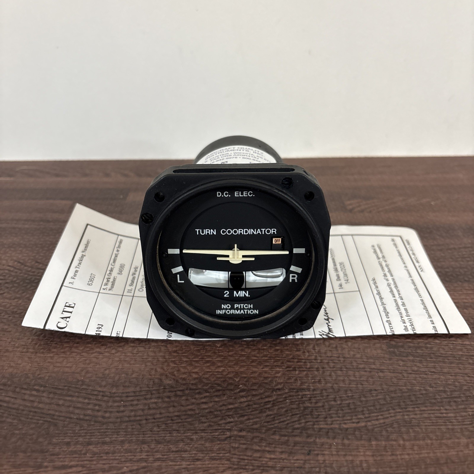 OVERHAULED TURN COORDINATOR W/ 8130 PN: 1394T100-10RZ S3291-1 EXCHANGE AVAILABLE