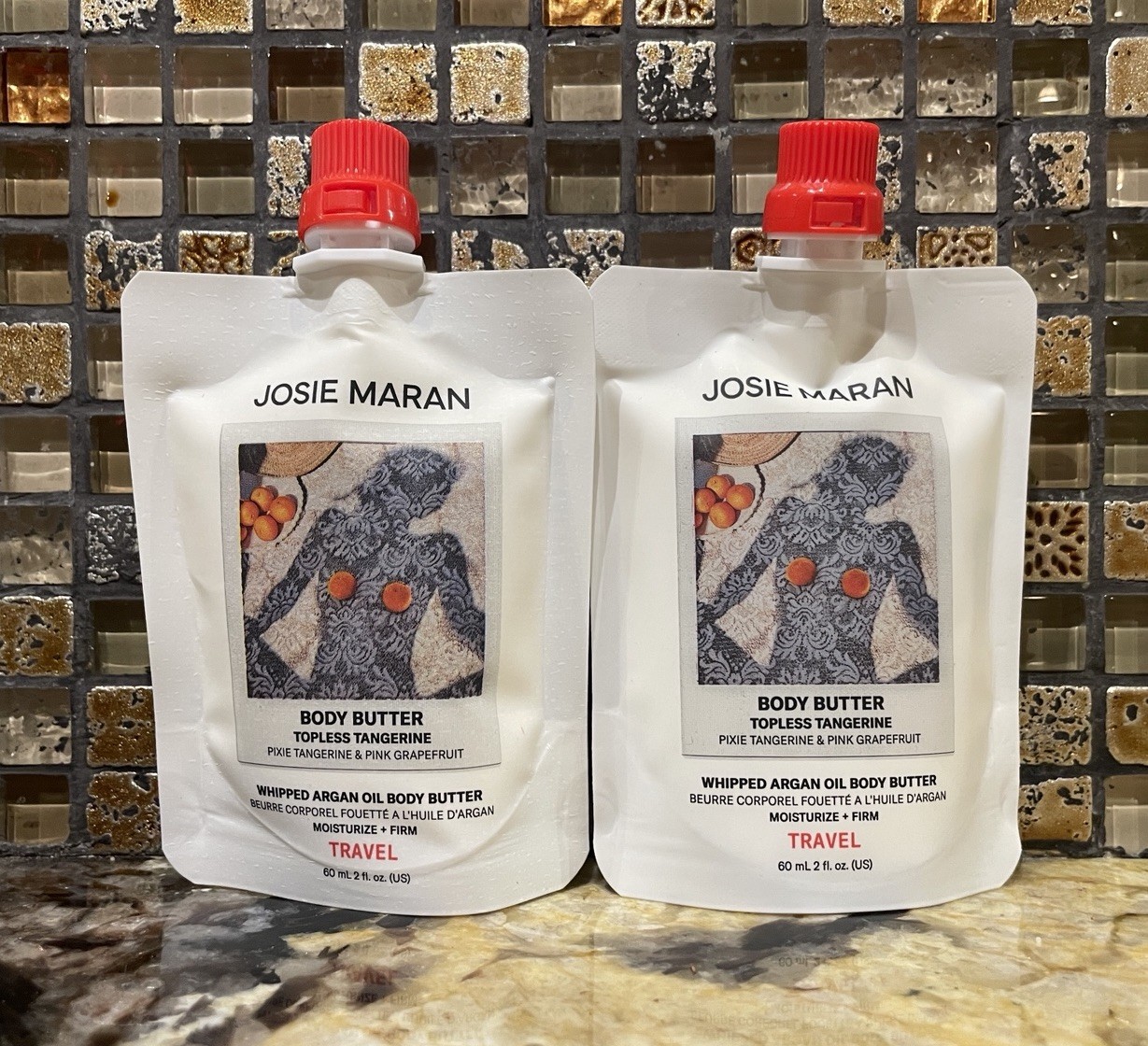 Bundle of 2 JOSIE MARAN - TOPLESS TANGERINE BODY BUTTER - TRAVEL 2oz EACH - NEW