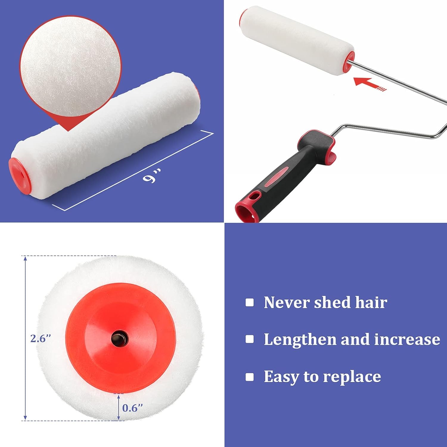 Paint Roller,4 FT Brush kit Multi-Function Roller with House 4 Feet