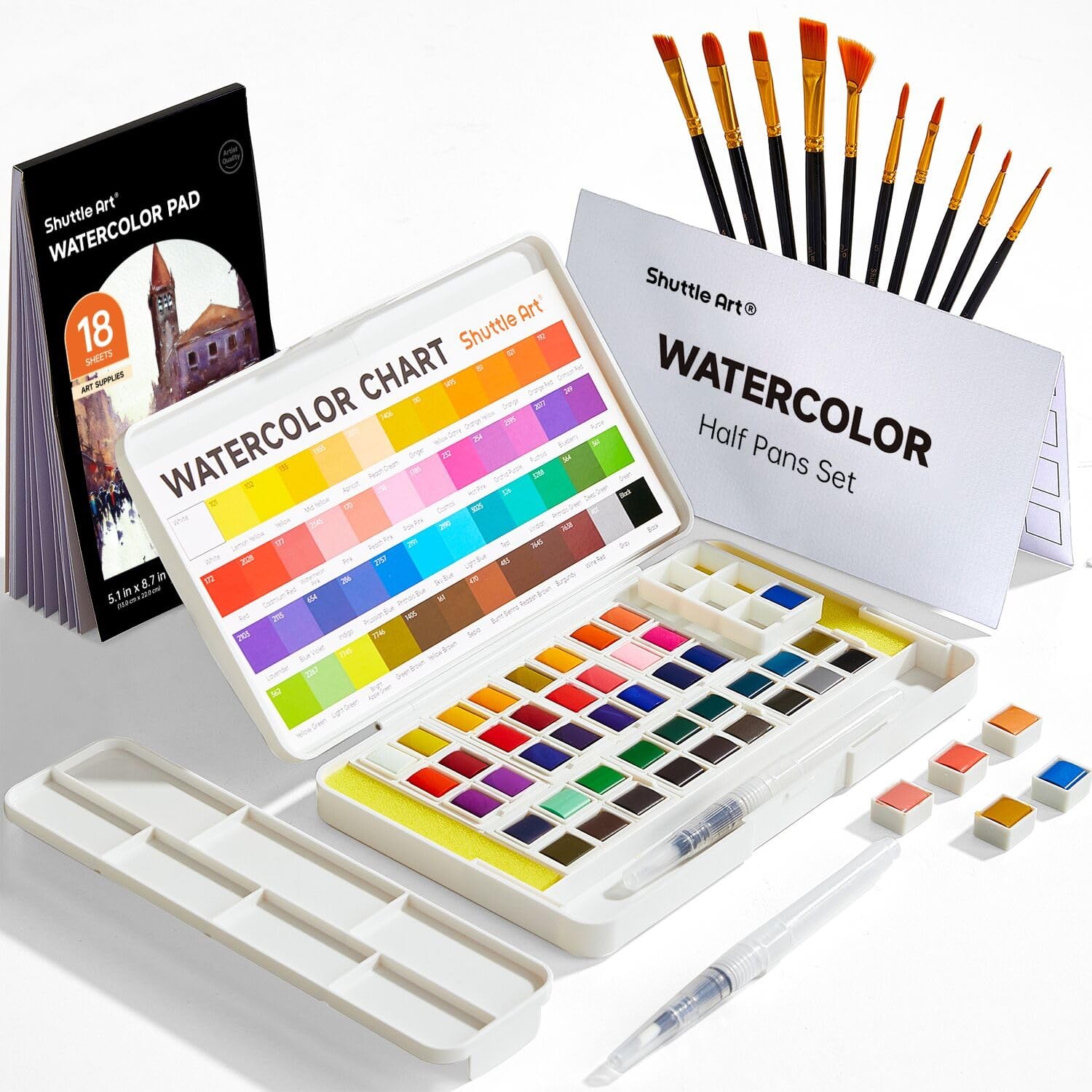 Watercolor Paint Set, Shuttle Art 48 Colors 64 Piece 48