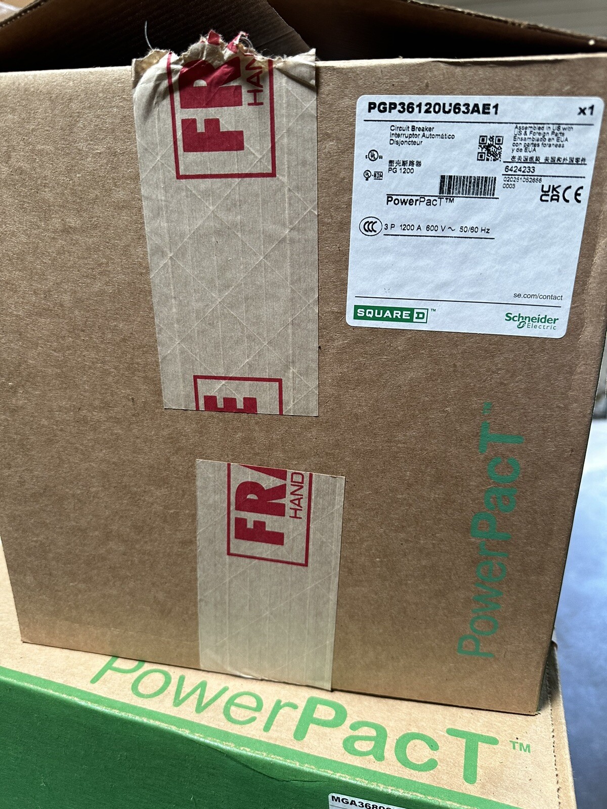 PGP36120U63AE1 SQUARE D P FRAME 3P 1200A 600V PowerPact LSI Micrologic Breaker