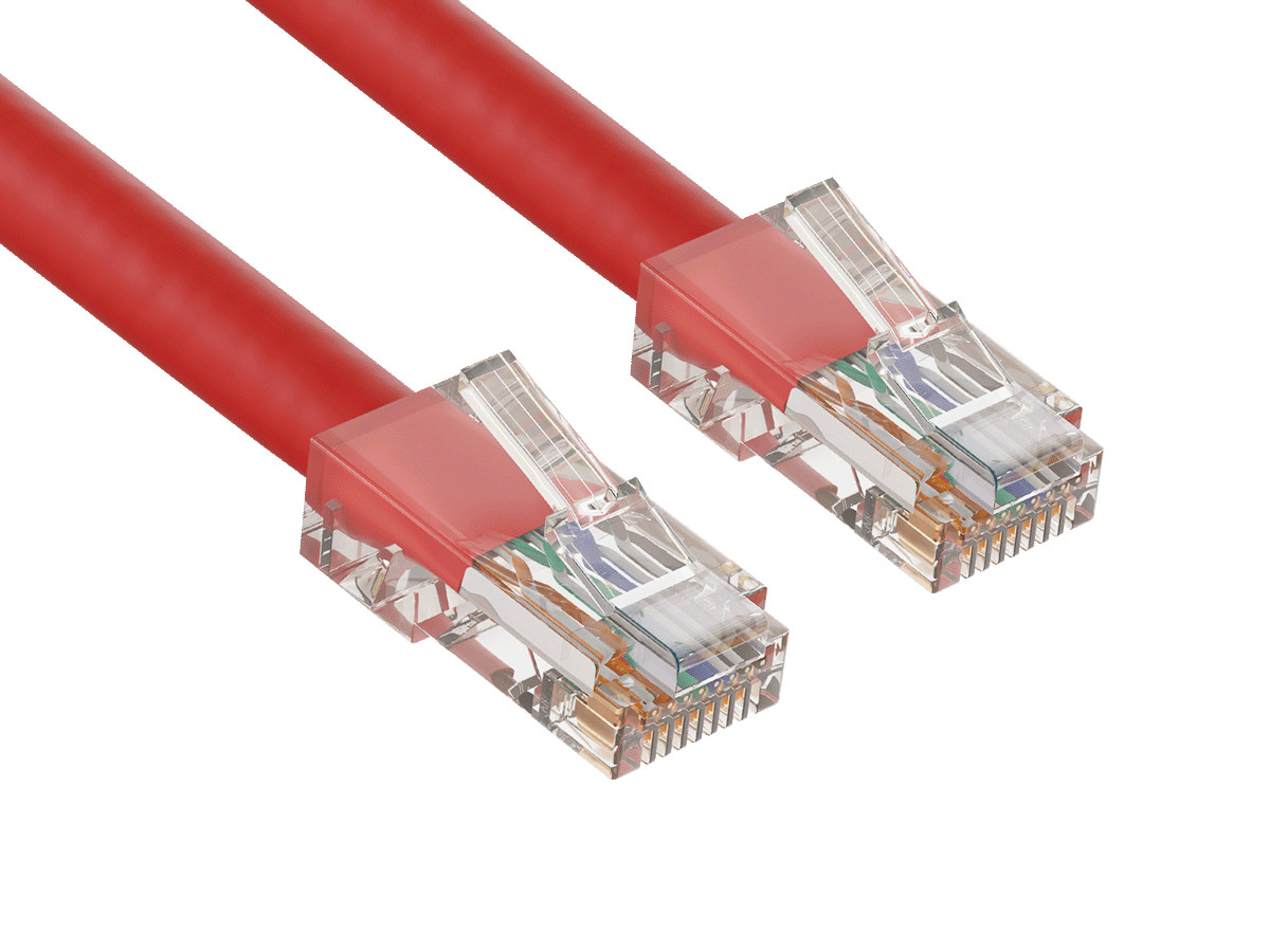 3ft Cat6 UTP Non-Booted Ethernet Network Patch Cable 24AWG Bare Copper, Red