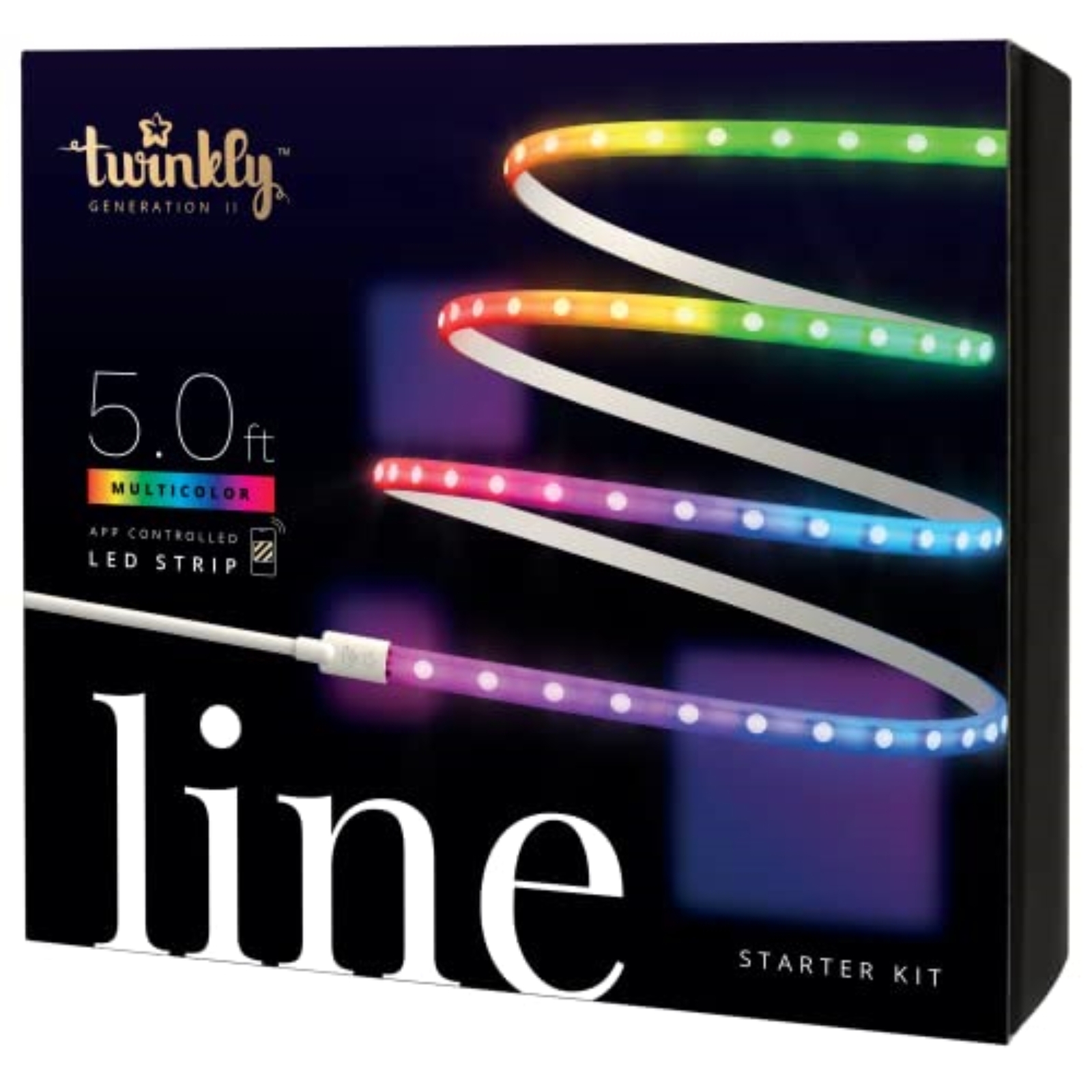 Twinkly Line Adhesive & Magentic White Wire Light Starter Kit, Multicolor, 5ft