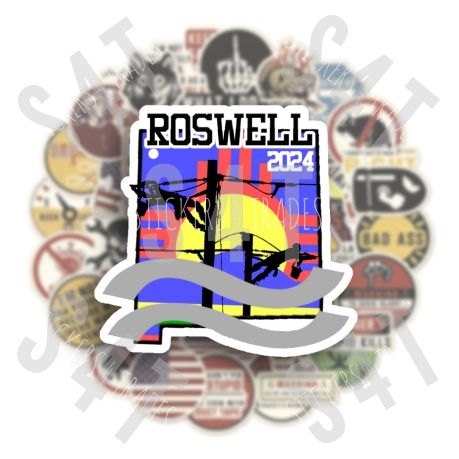 2024 Roswell New Mexico Lineman Hard Hat Sticker Storm Decal Flood