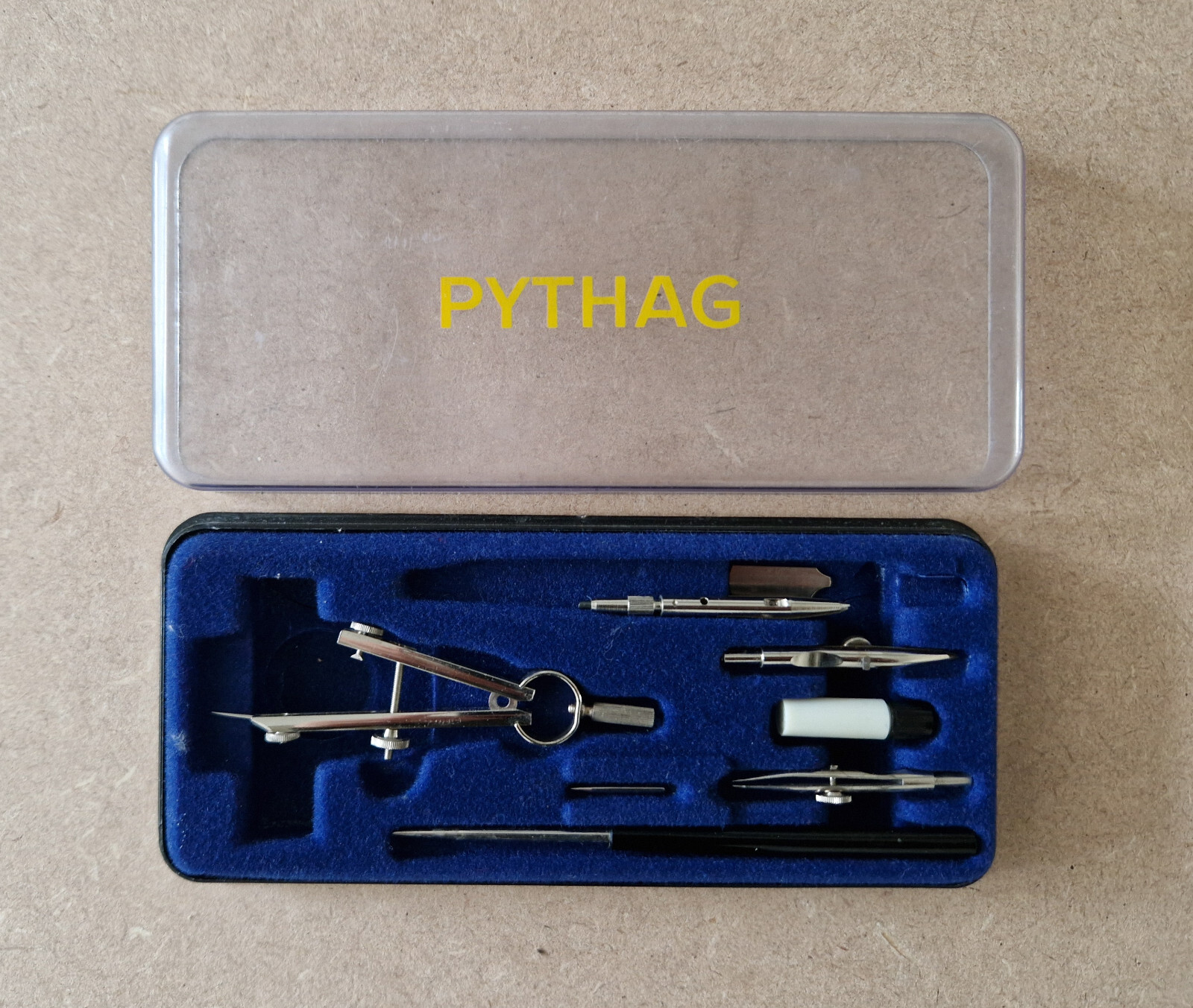 Vintage Pythag drafting compass drawing set In Case