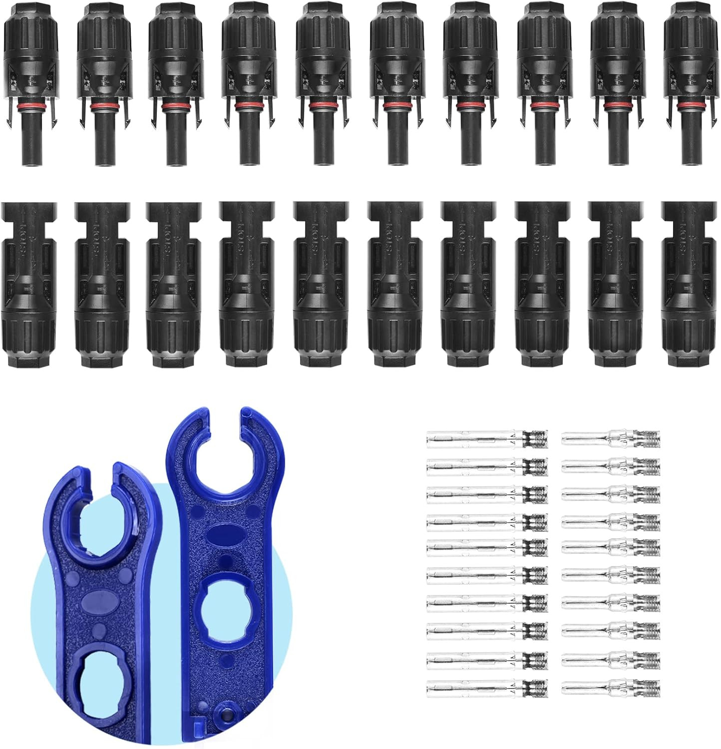 22 PCS Solar Panel Connector Kit - 10 Pairs Connectors, 2 Spanner for Solar Pane