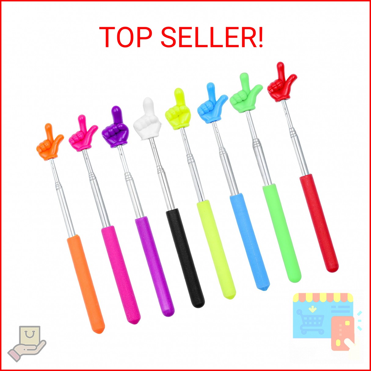 8Pcs Telescopic Teachers Pointer, Mini Pointer Finger Stick for Classroom, Retra