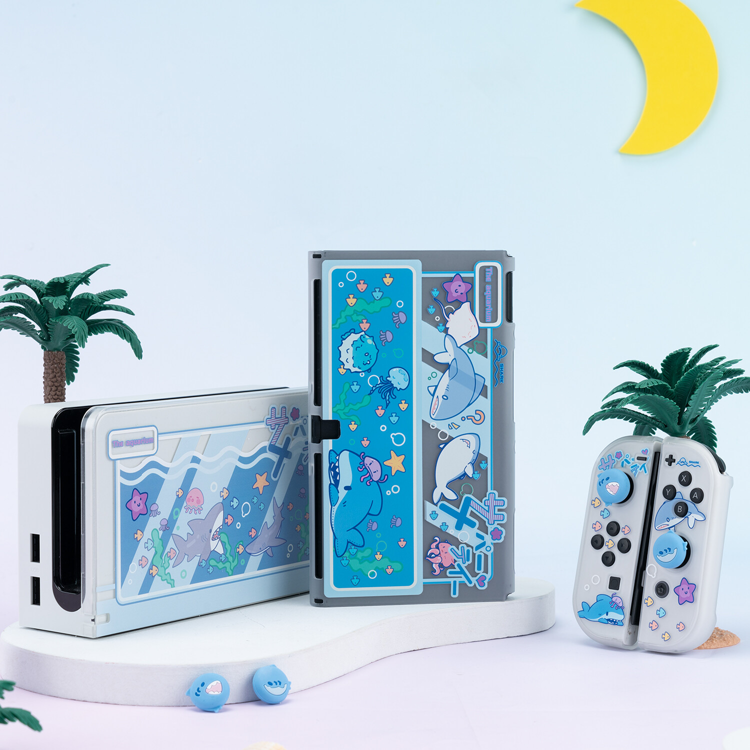 GeekShare Protective Case for Nintendo Switch OLED Hard Shell Clear Case Shark