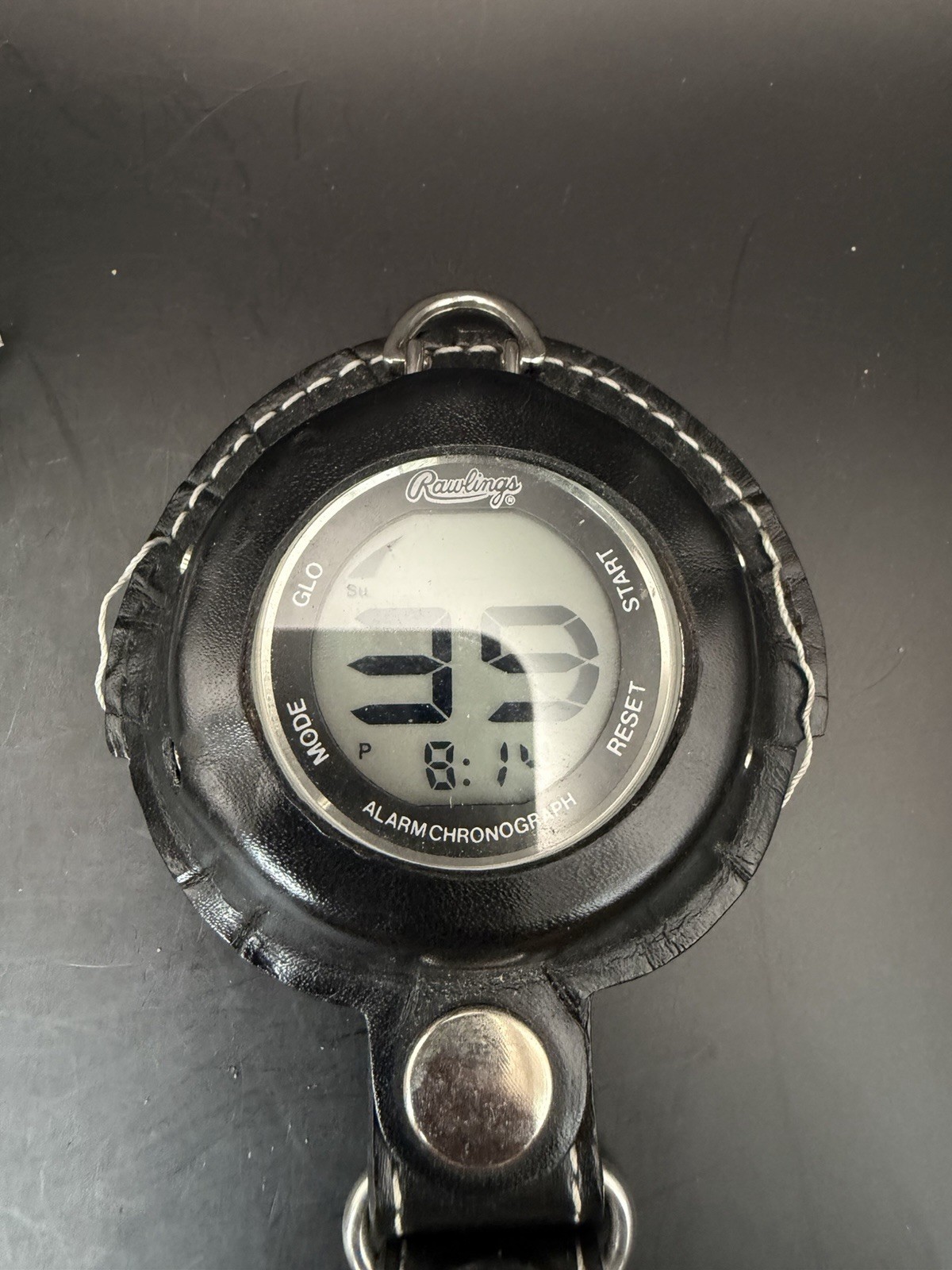 Rawlings Sport Watch Leather Case Digital Dial Timer Stopwatch Clip On