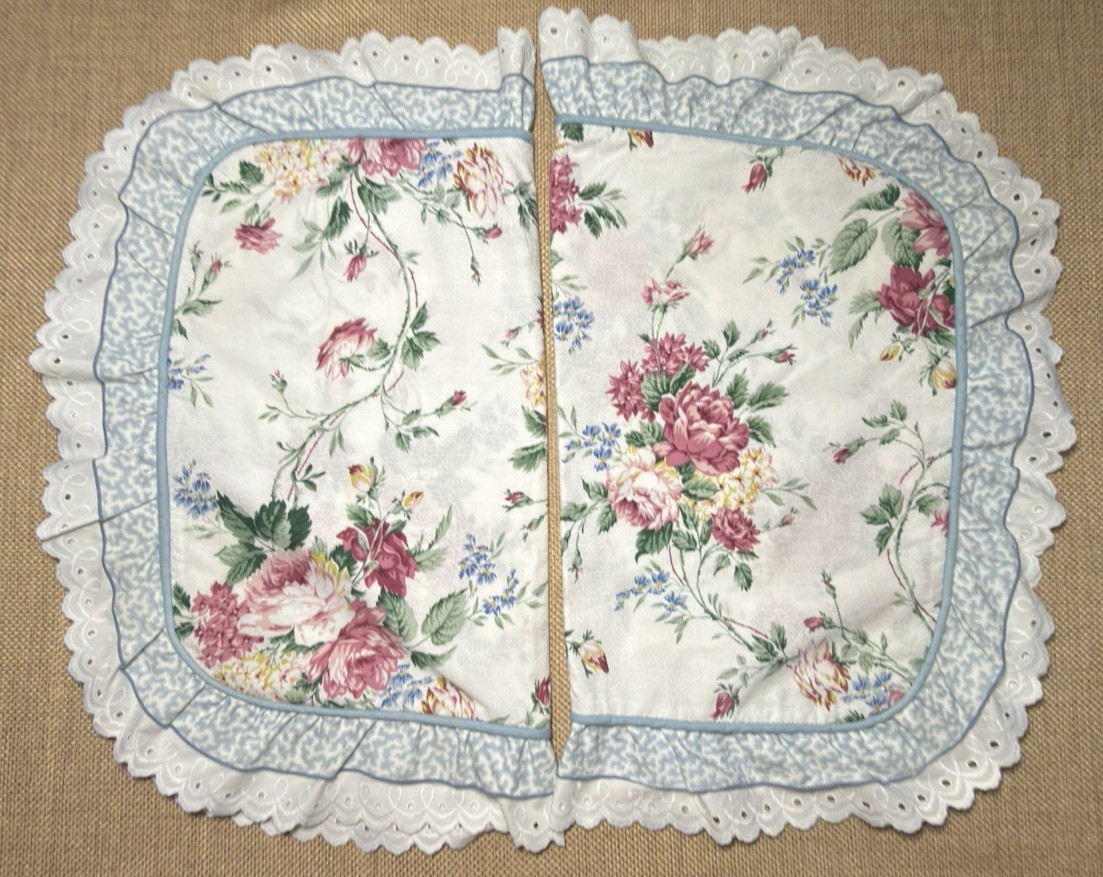 Waverly Belle Rive Shams Country Floral Pillow Eyelet Ruffle Cottage Fieldcrest
