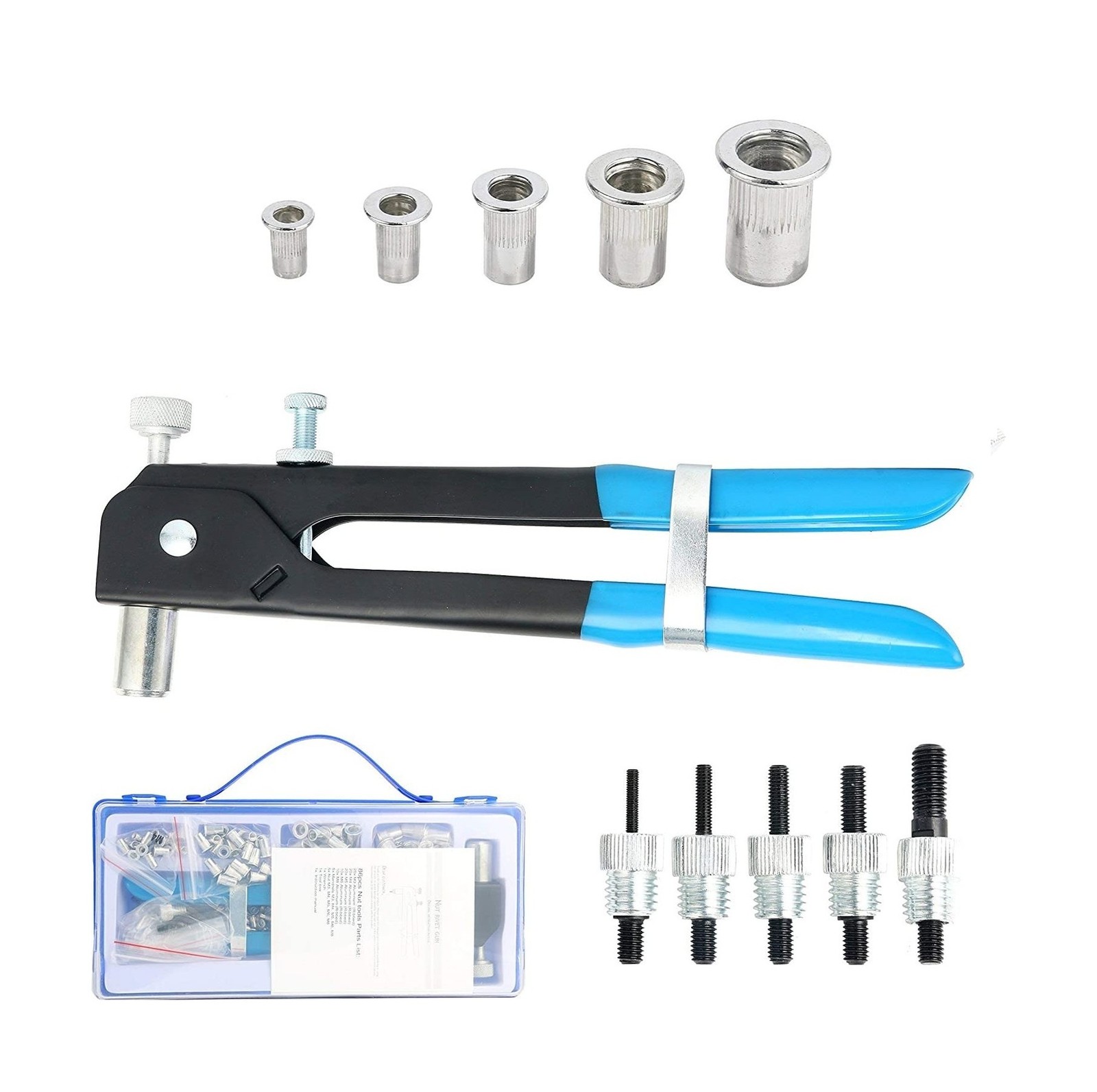 86pcs Heavy Duty Blind Rivet Nut Kit Set, Riveter Tool, Rivet N... USA FAST SHIP