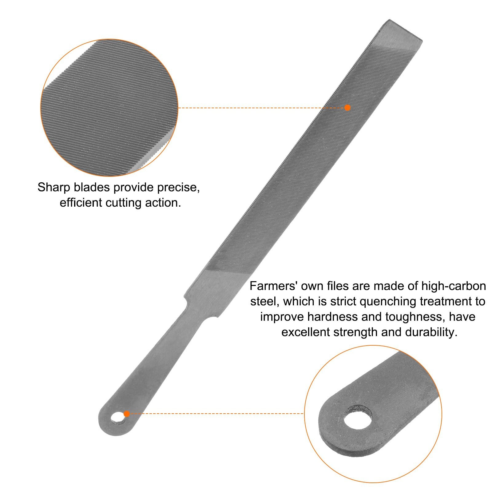 HARFINGTON Farmers Own Files 6 Inch High Carbon Steel Single 6 Inch, Silver