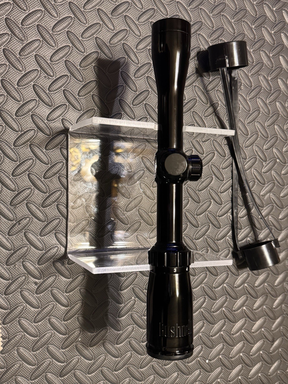 Bushnell Sportsman 3-9x32 Gloss Black Rifle Scope With Lens Covers.