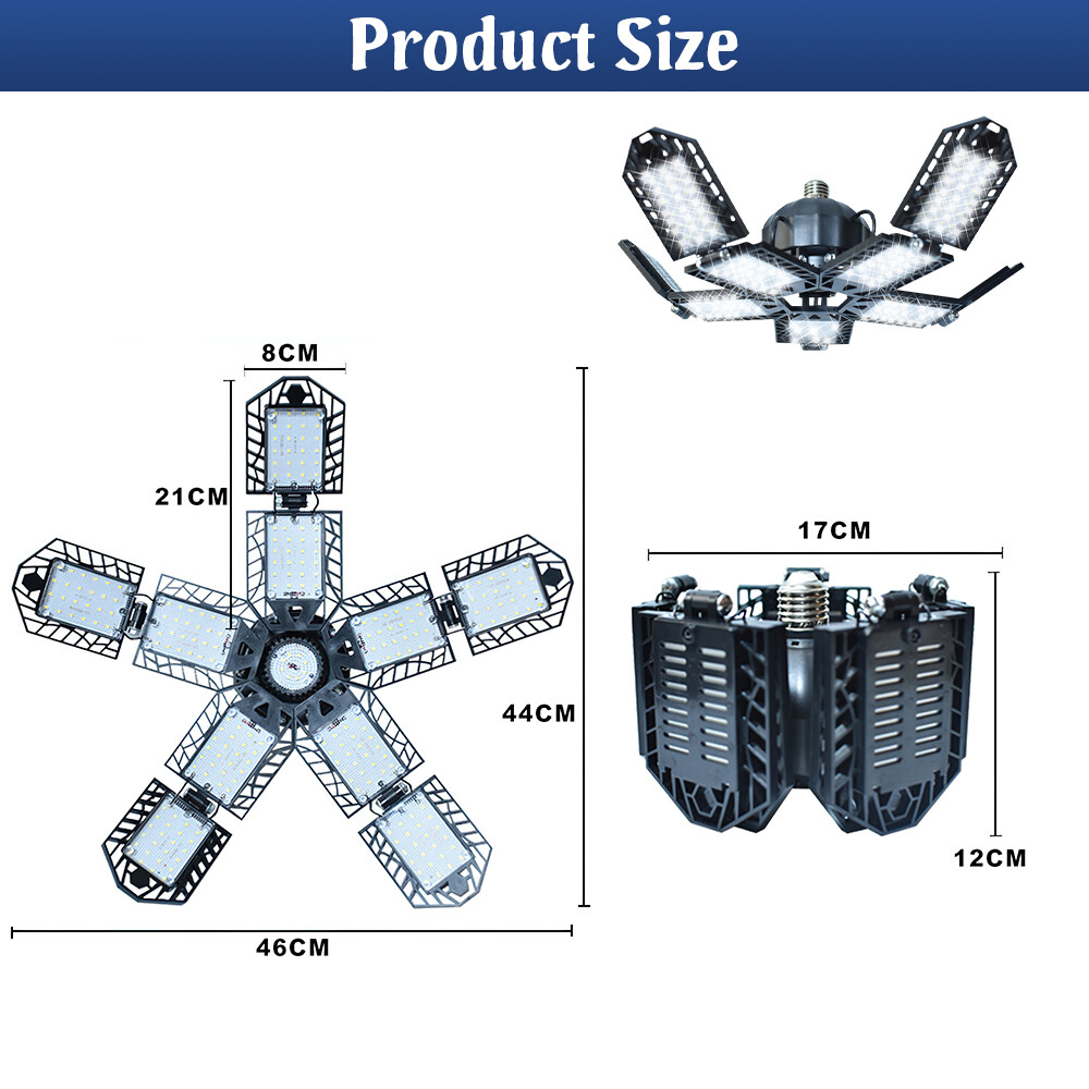 9000000LM LED Garage Light Super Bright Work Shop Ceiling Lights Deformable Bulb