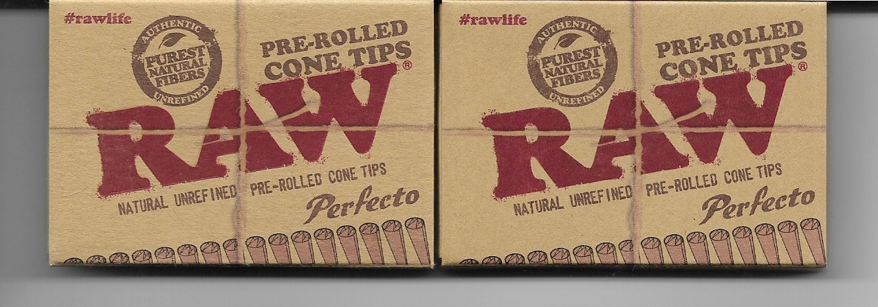 2 PACKS RAW PERFECTO PRE-ROLLED NATURAL UNREFINED CONE TIPS - 42 CONE TIPS