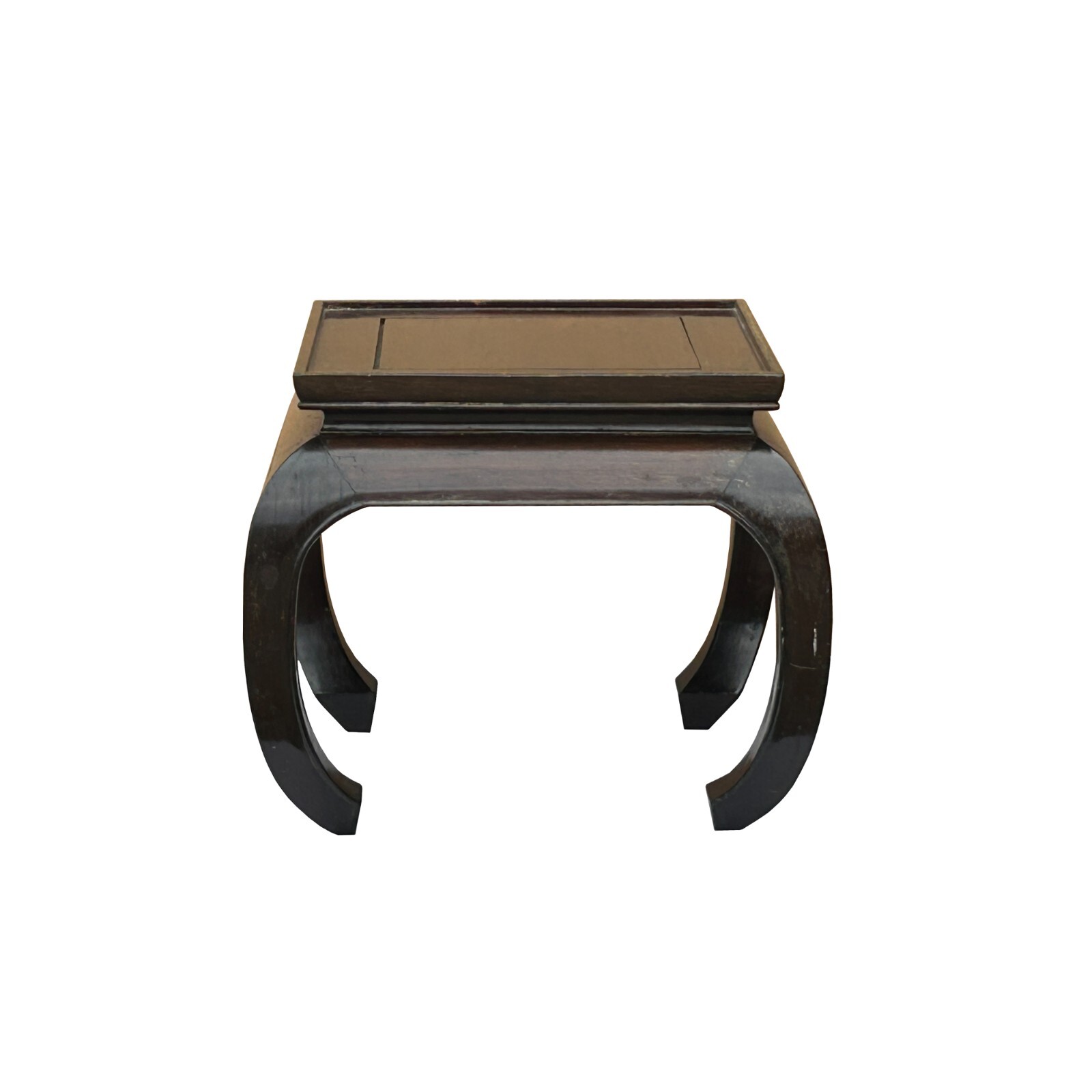 Oriental Chinese Brown Curve Leg Square Side Table Display Stand ws3816