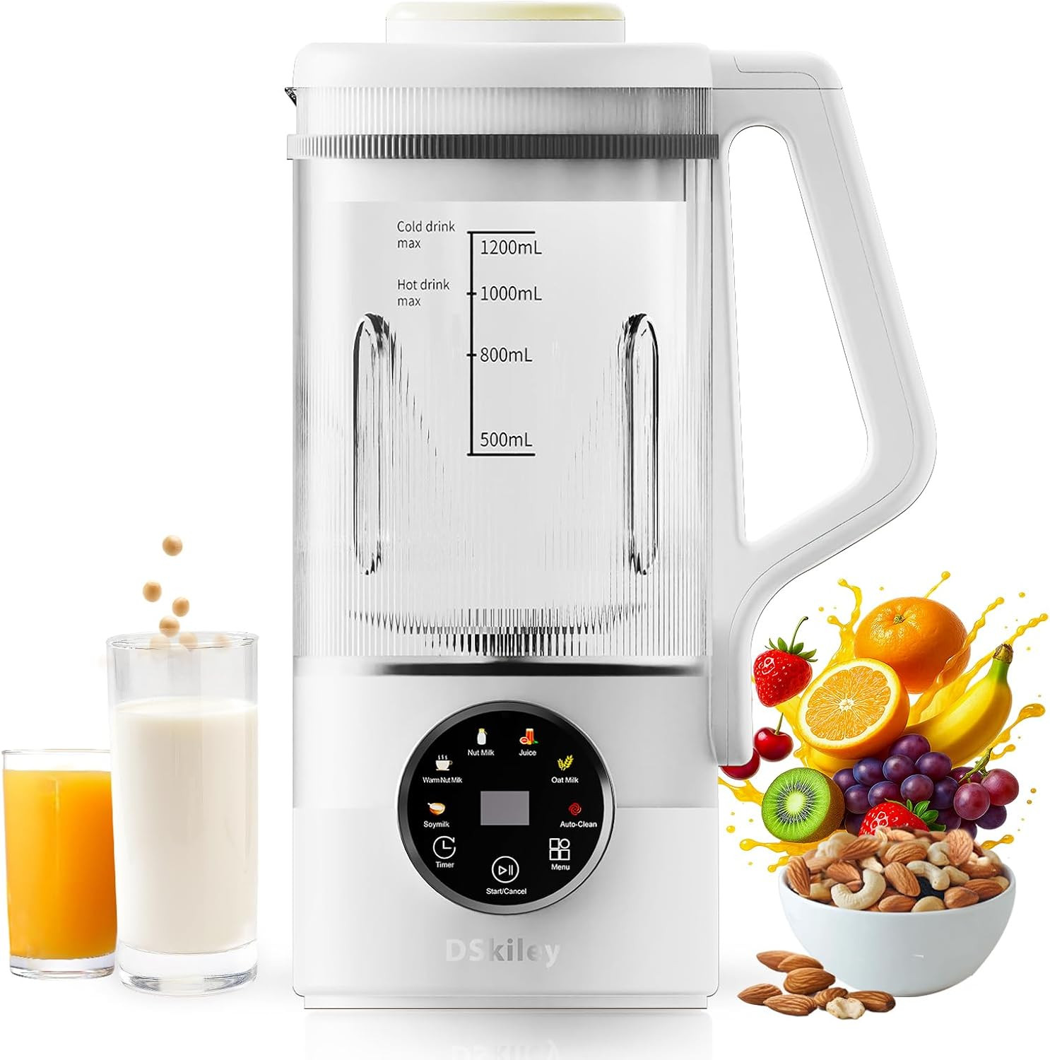 40Oz Nut Milk Maker Machine, Automatic Plant Milk Maker with 10 Blades | No Soak