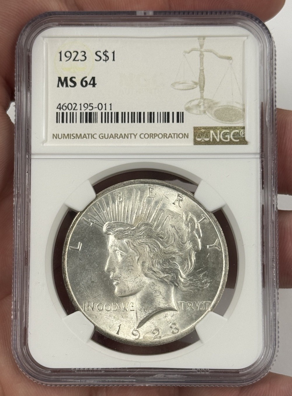 Beautiful 1923-P U.S Peace Dollar (SILVER) MS64 #2457