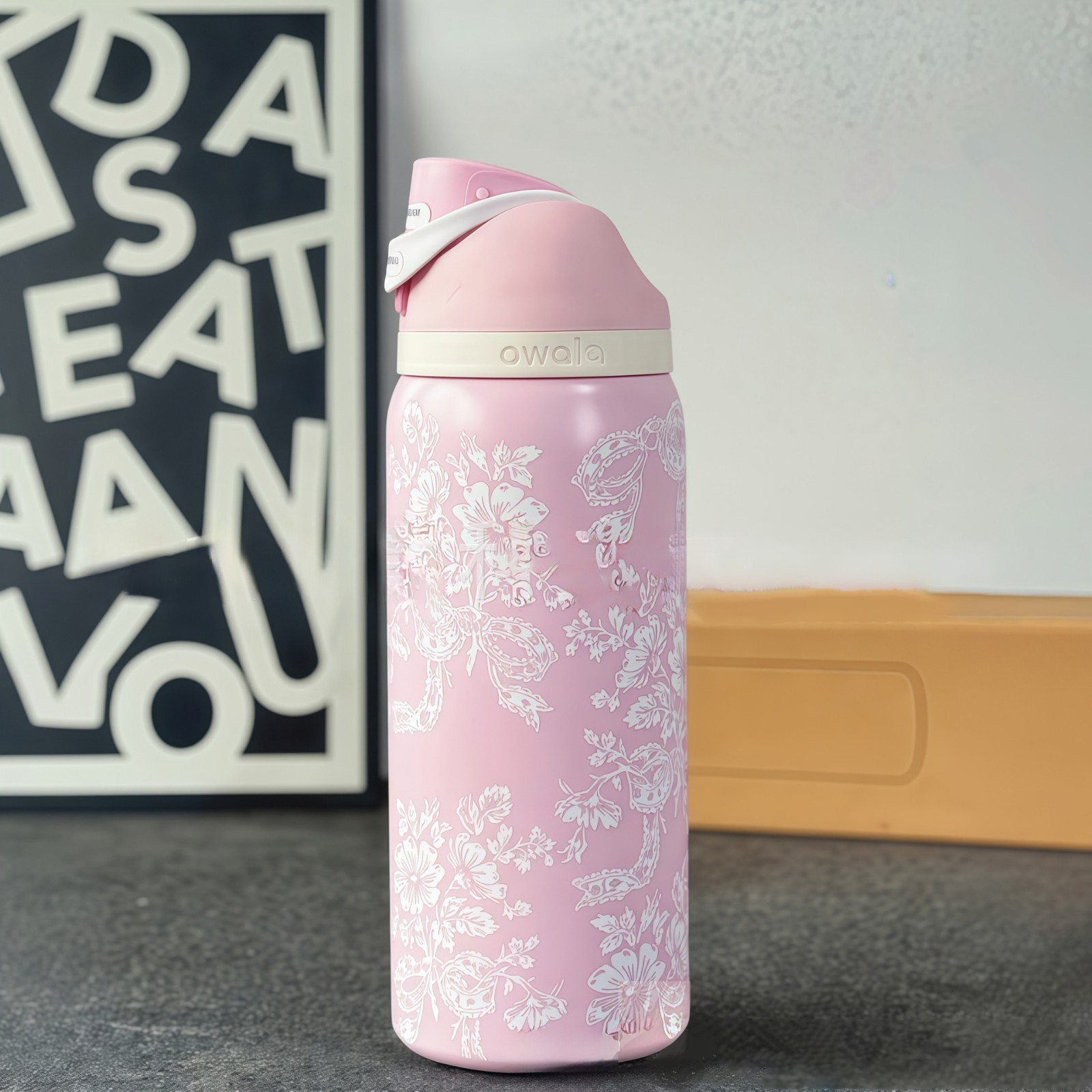 Owala Freesip 24/32oz Girl Pink Ribbon Toile UO Exclusive Cup Gift Bottle NEW