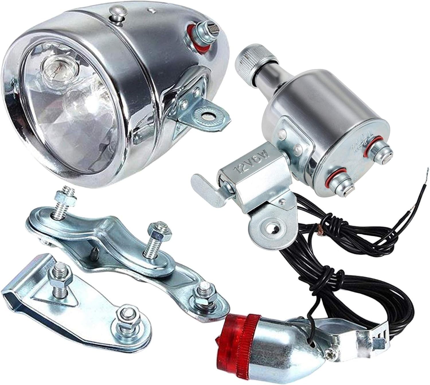 Bicycle Motorized Bike Friction generator Dynamo Headlight Tail Light 12V 6W