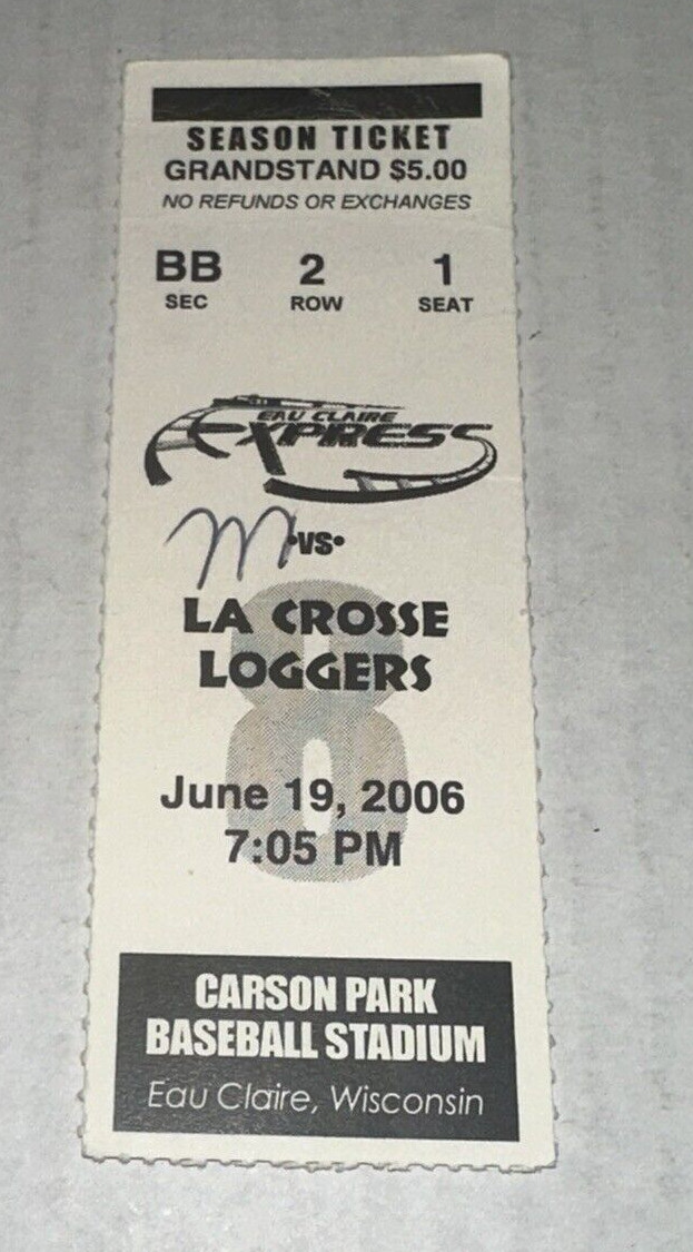 La Crosse Loggers Eau Claire Wisconsin Minor League Baseball Ticket Stub 6/19/06