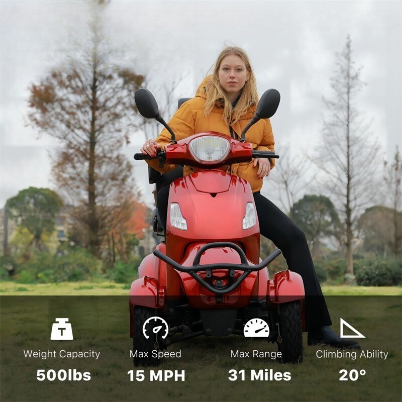 Four Wheels Travel Mobility Scooter 800W 60V 20AH Battery Motor fit Adult Senior