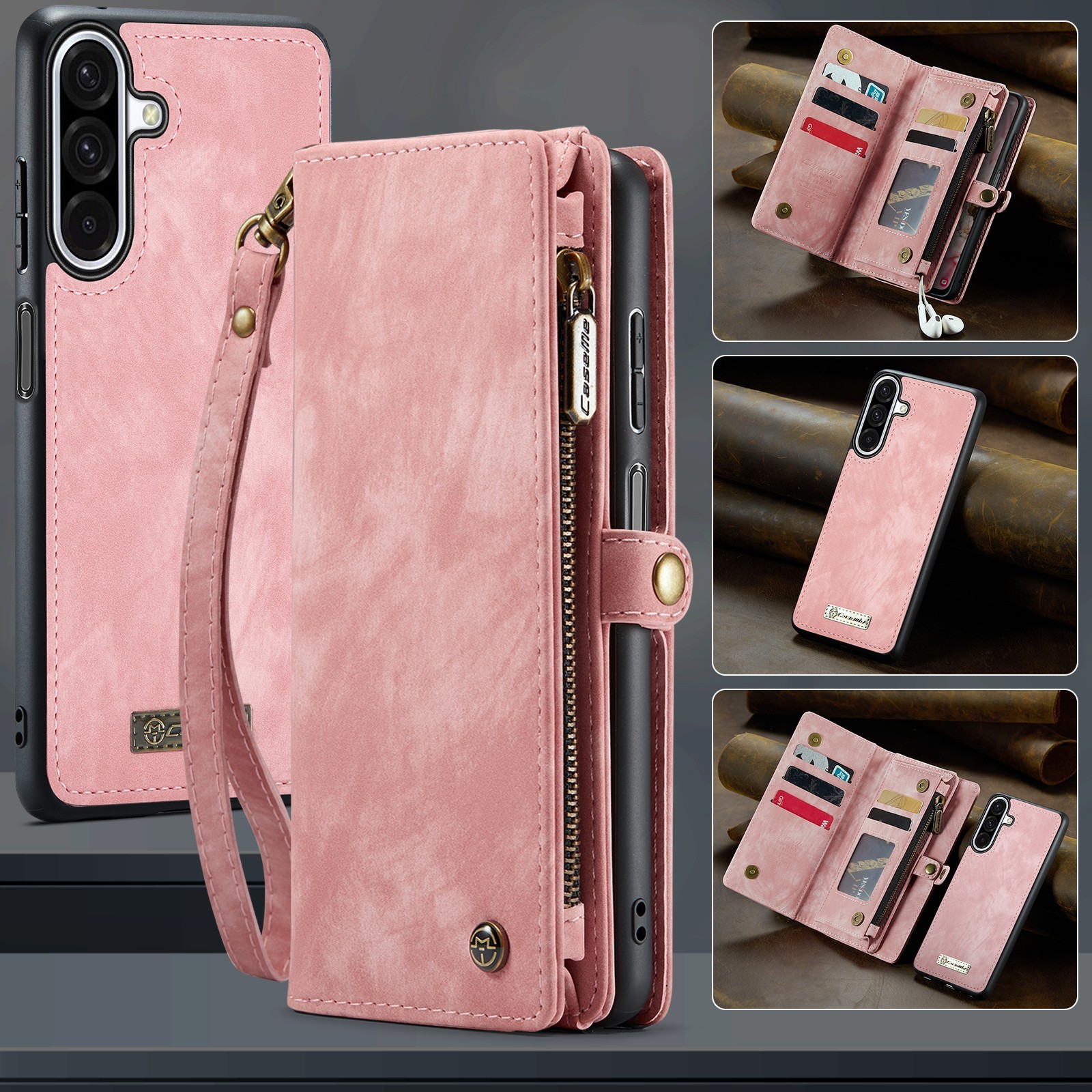 2 in 1 Detachable Zipper Wallet Case For Samsung Galaxy A17 A37 A57 A16 A56 A36