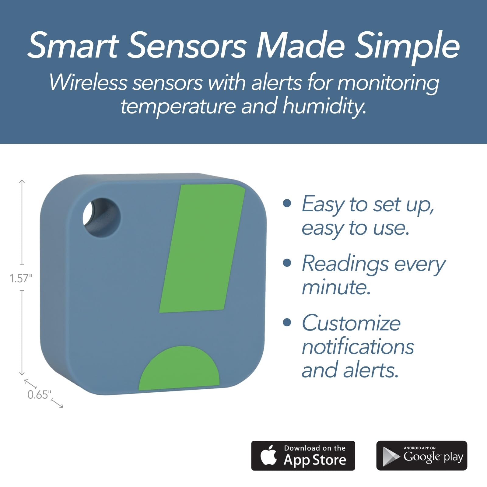 SensorPush HT1 Smart Temperature Sensor & Humidity - 1 Pack, Blue