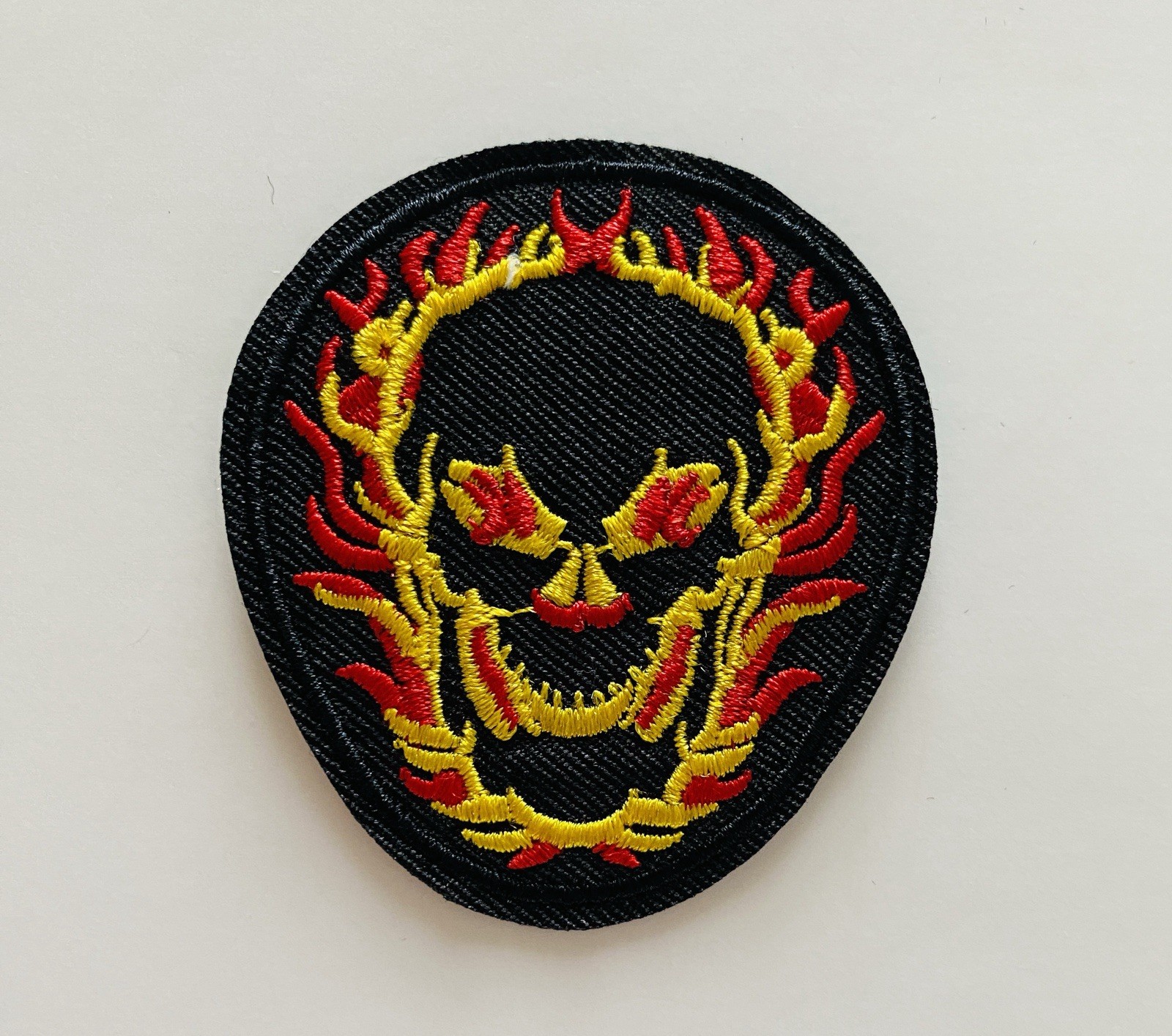 SKULL COMING OUT OF FLAMES EMBROIDERED PATCH**FREE SHIPPING**