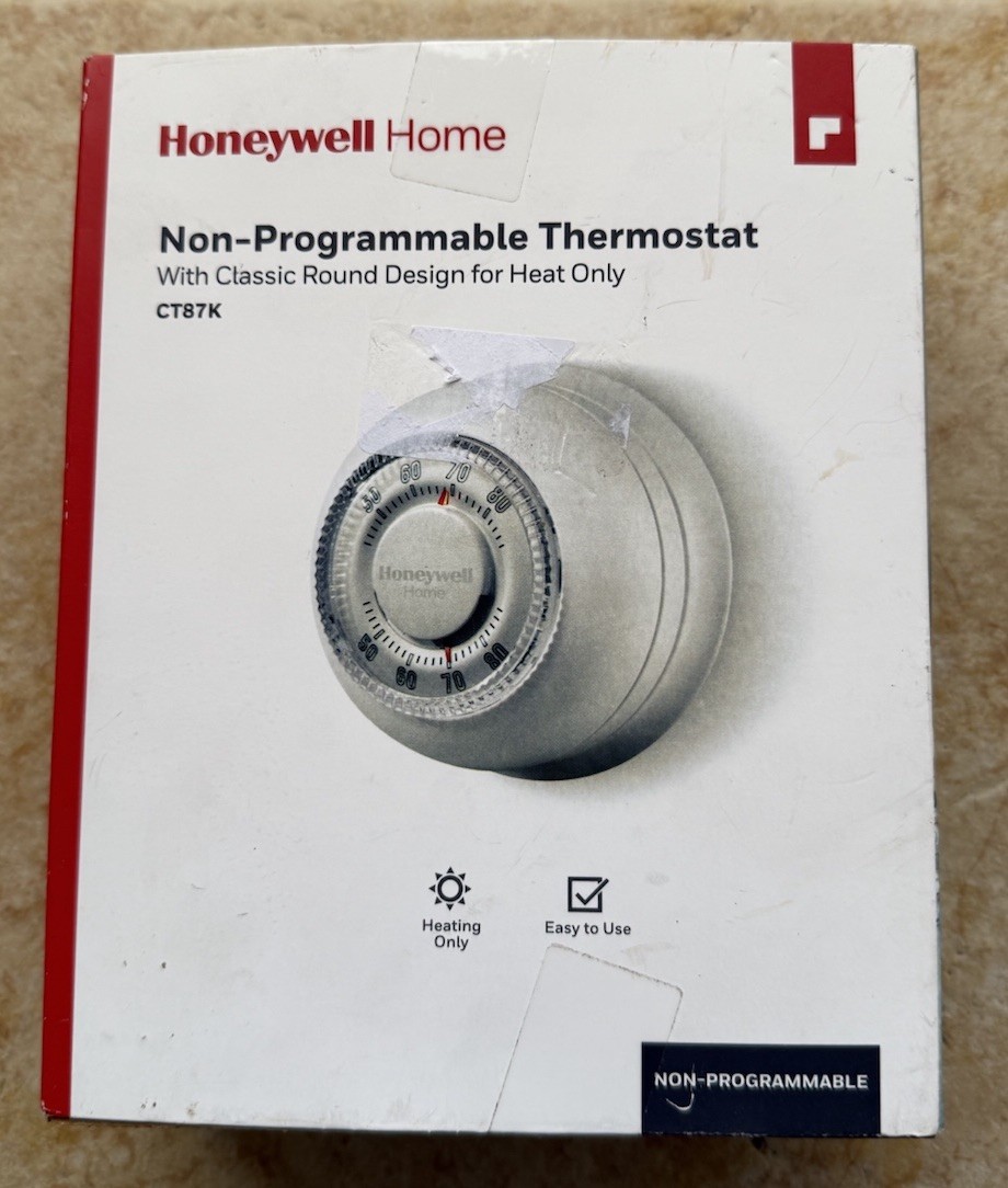 NEW Honeywell CT87K1004 White 15V Round Heating Dial Thermostat 7 H x 9.2 W in.