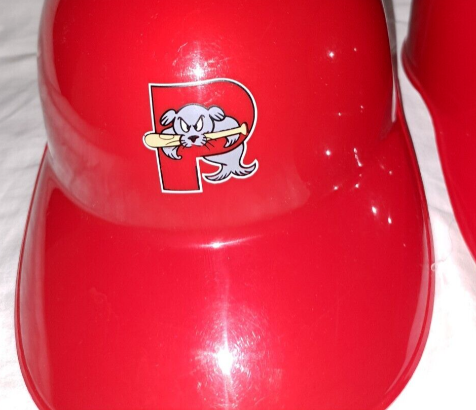 2 Red Plastic Helmet Hats Portland Sea Dogs Baseball Sports