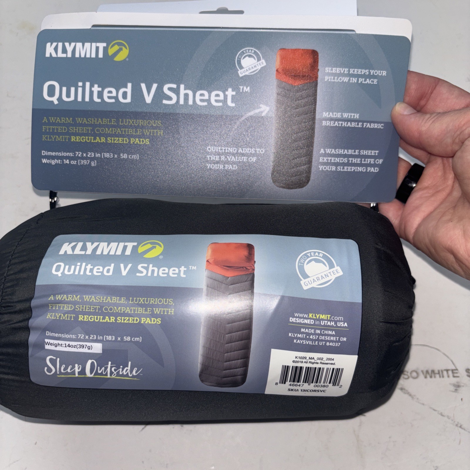 Klymit V Sheet for your Sleeping Pad Quilted 72x23 in NEW IN PACKAGE