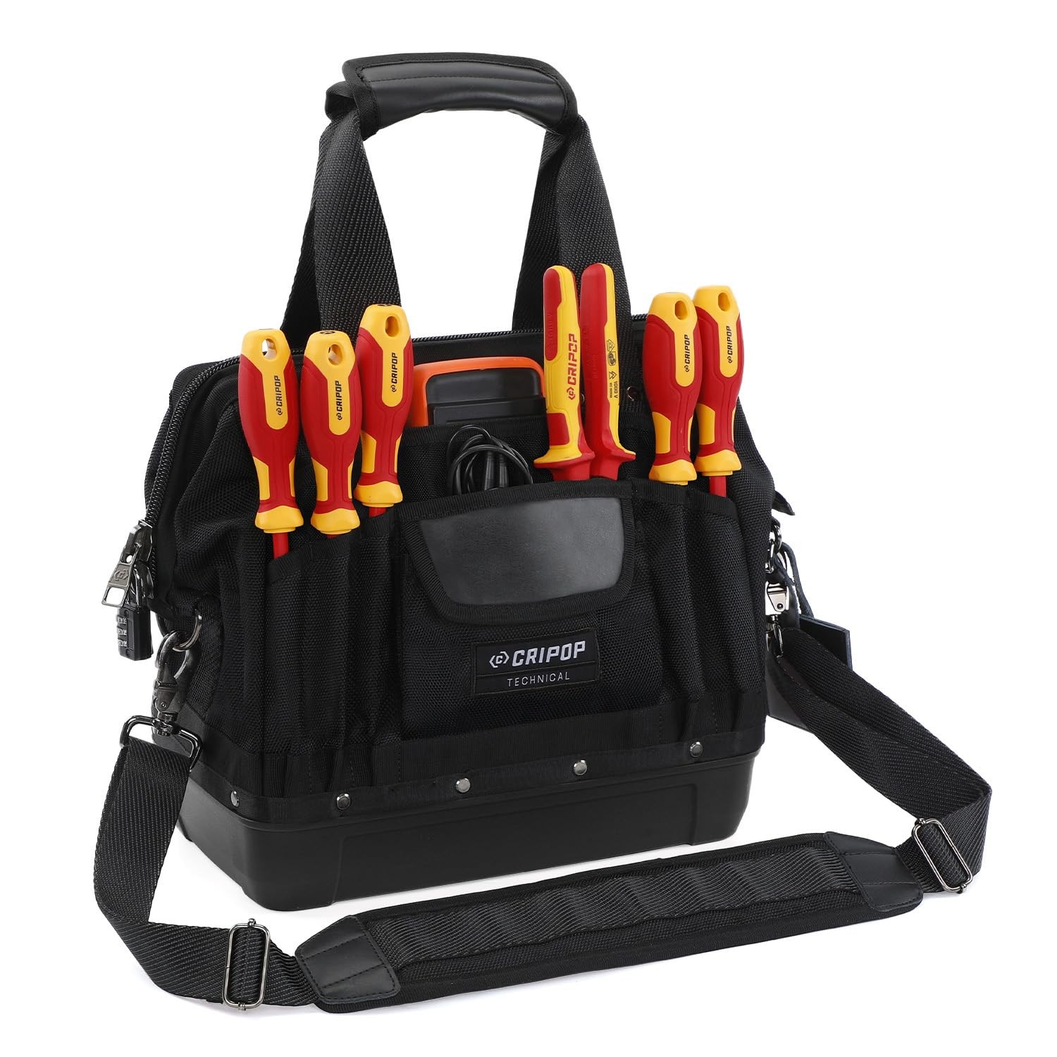 CRIPOP 13 Inch Wide Mouth Tool Bag, Heavy Duty Tool Bag with Water Proof Mold...