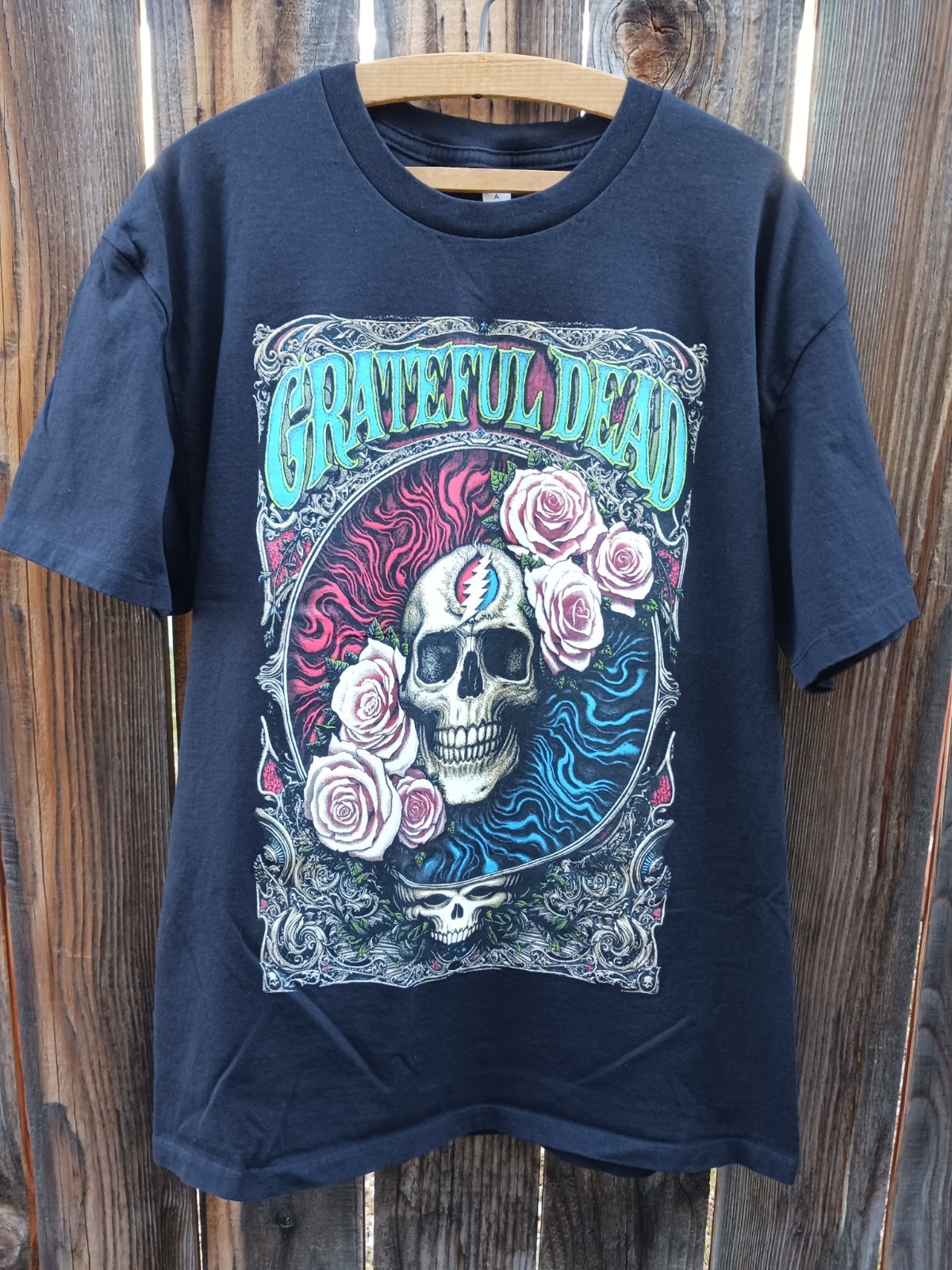 Grateful Dead Skull Roses Heavy Weight XL Black Rock & Pop Music T-Shirt