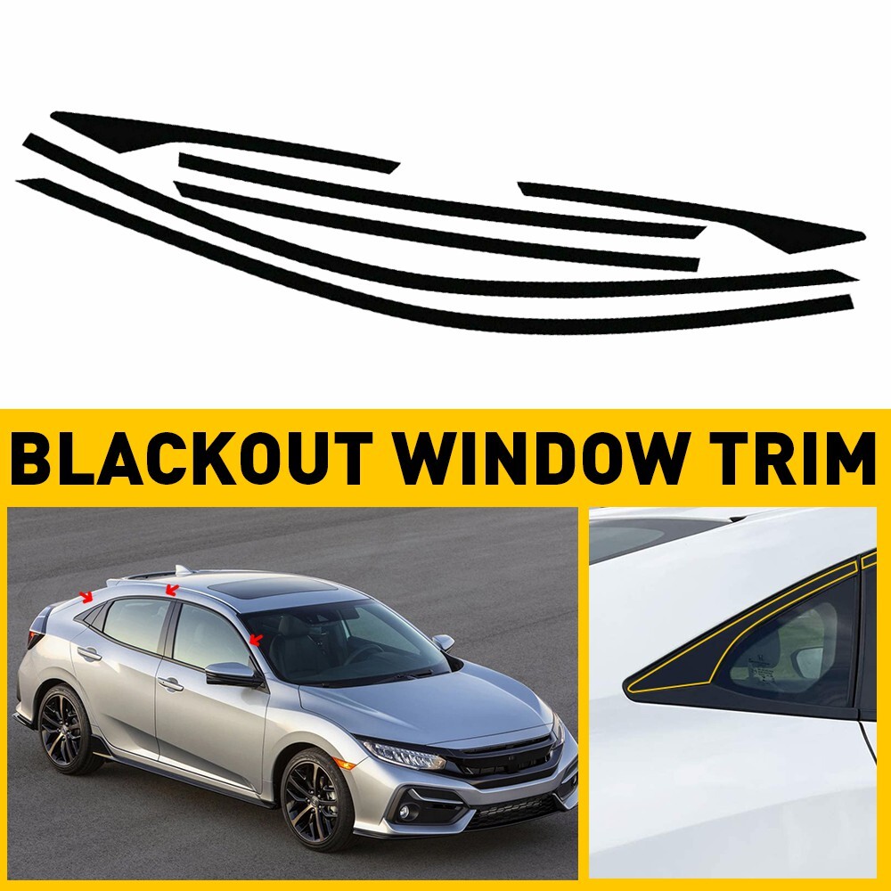 For 2016-2021 Honda Civic Sedan Chrome Delete Blackout Window Trim Glossy Black
