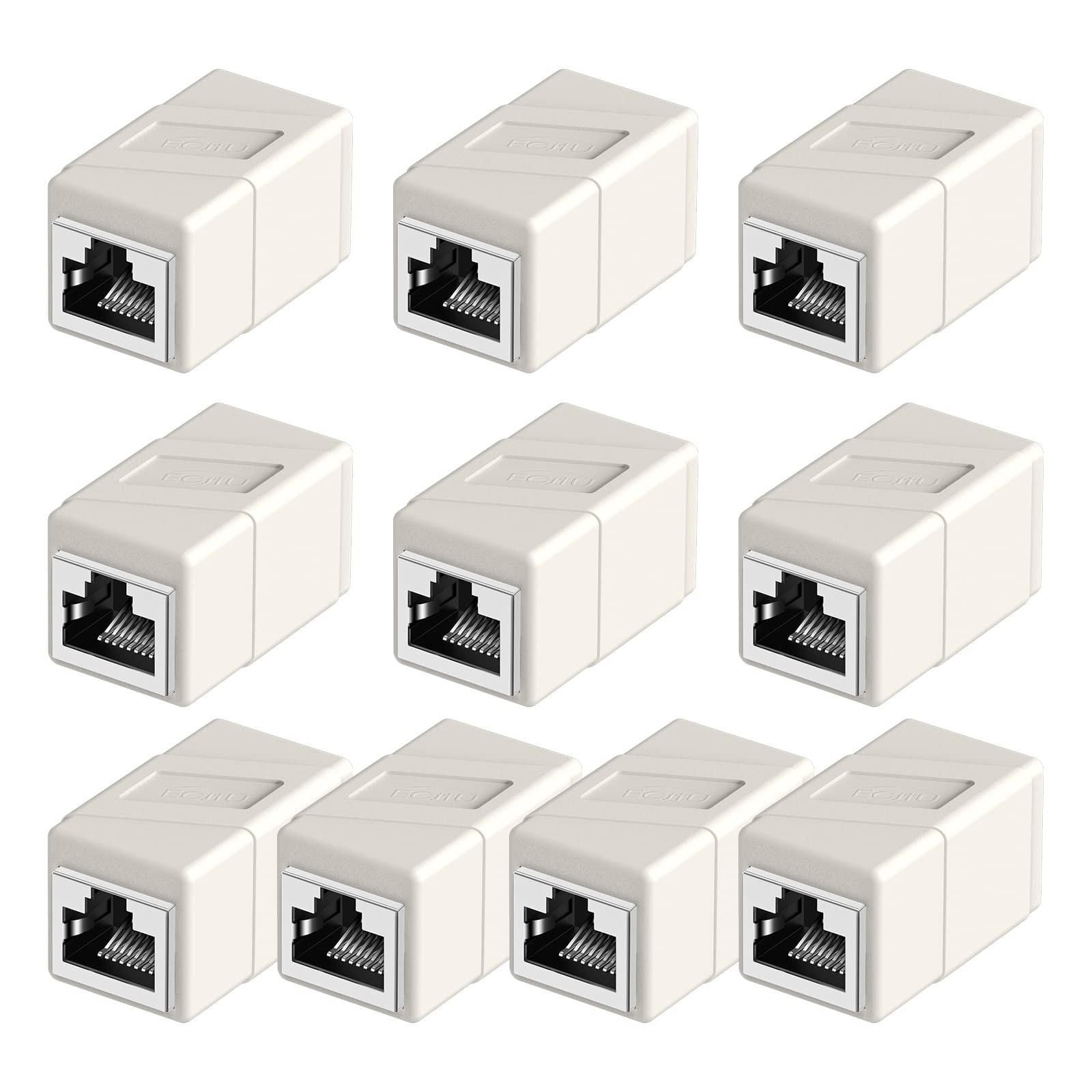 10 PCS RJ45 Coupler Ethernet Adapter Female To Female White 8Pin Modular