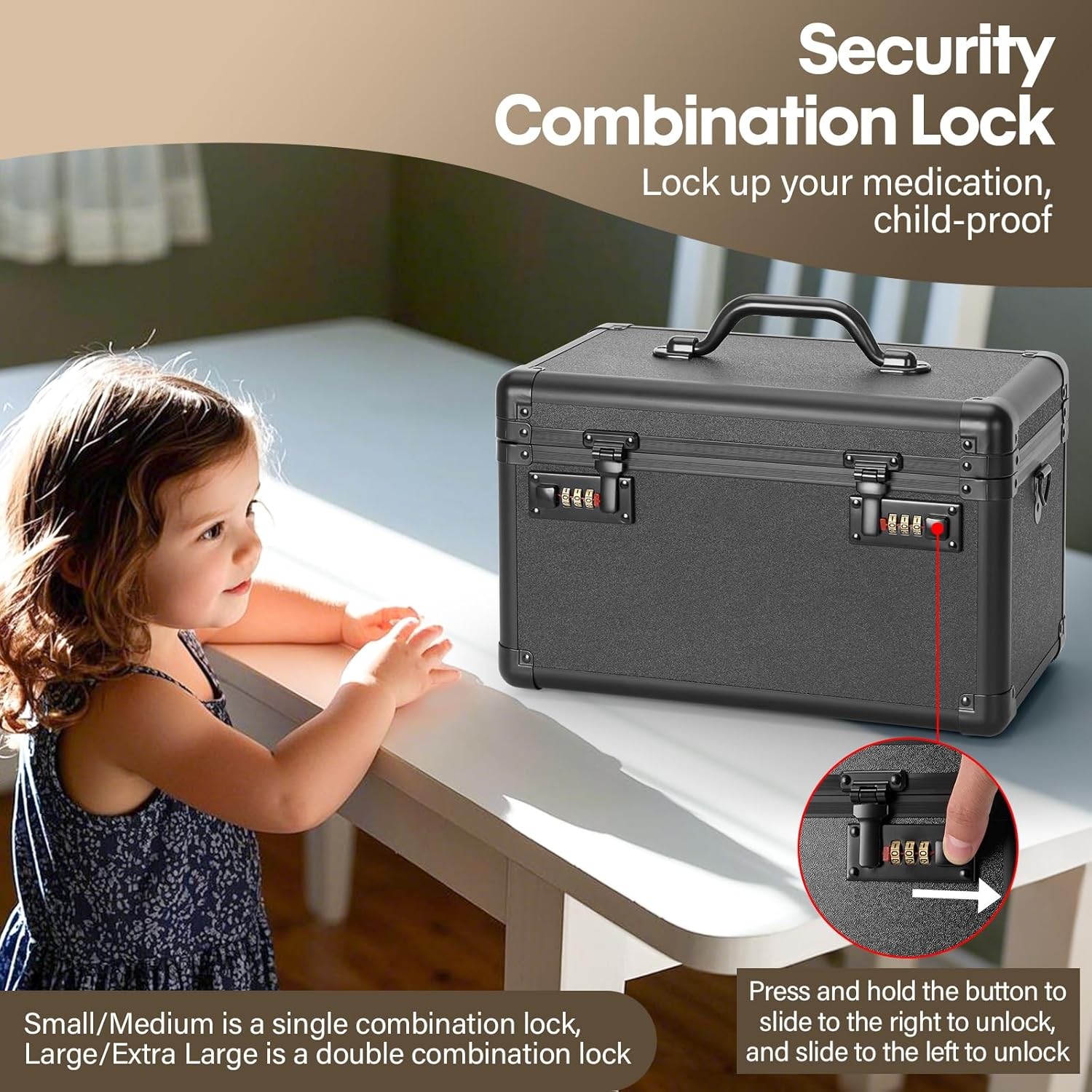Large Lock Box Security Combination Lock Box Locking Storage Case Personal Items