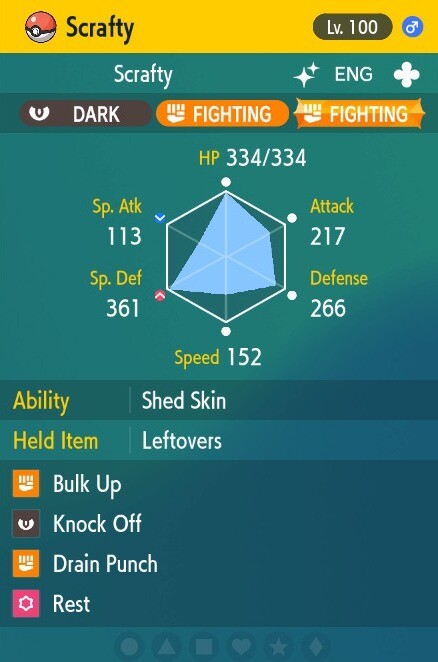 Pokemon Scarlet and Violet 6iv Shiny Max EV Scrafty