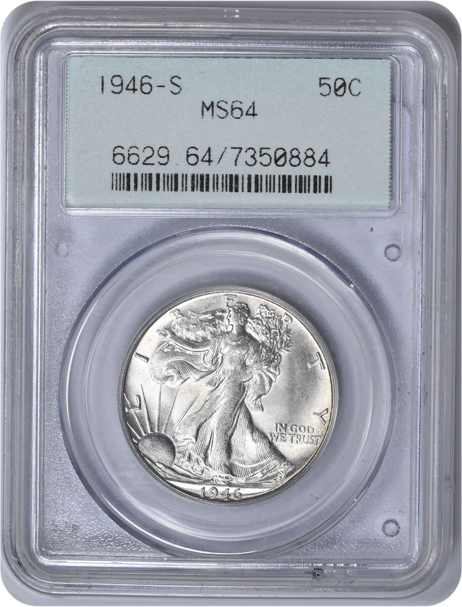 1946-S/S Walking Liberty Half Dollar RPM 1 MS64 PCGS
