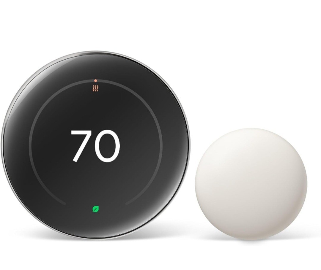 Google Nest Learning Thermostat 4th Gen & Sensor 2nd Gen Polished Silver