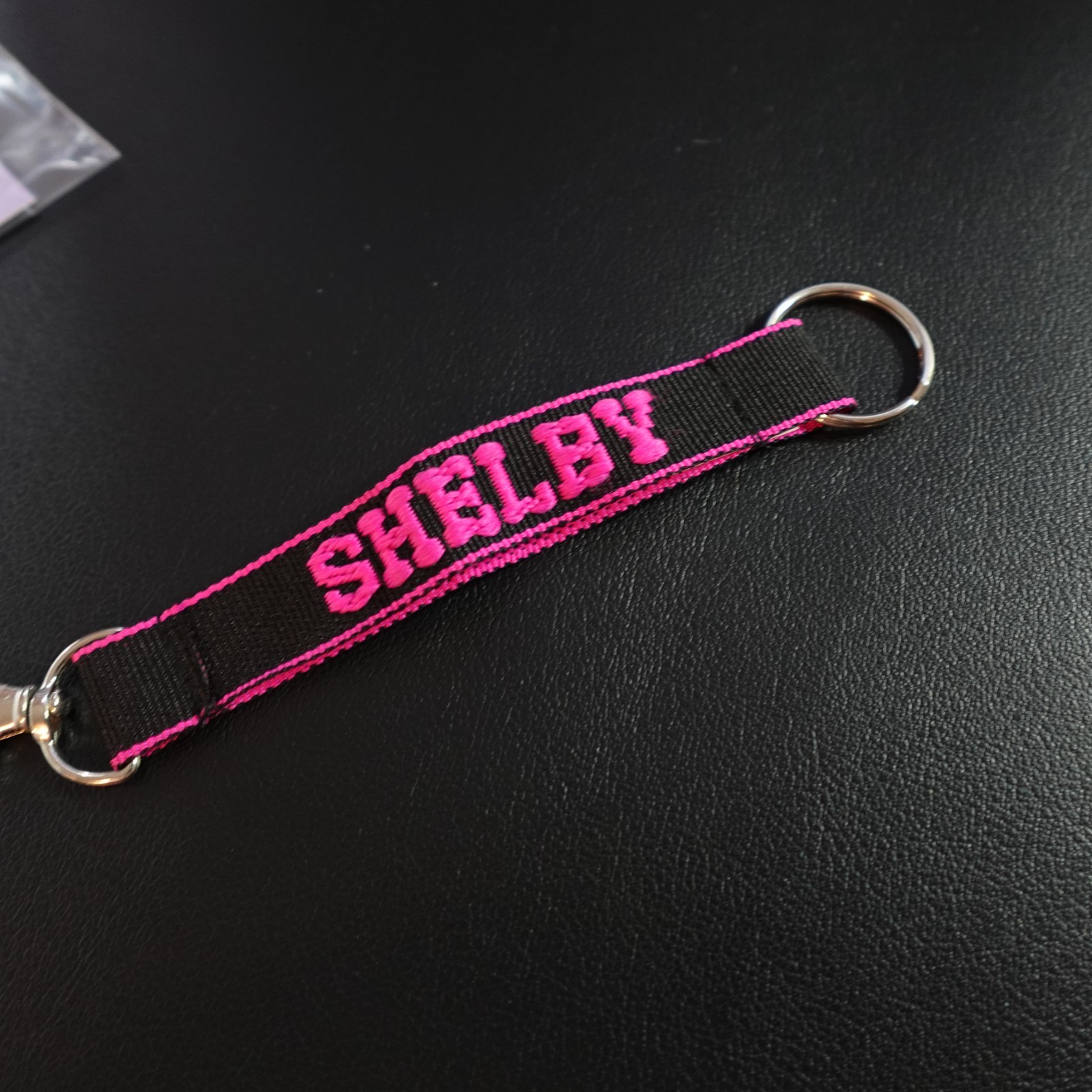 Shelby Lanyard Key Strap Keychain Personalized Novelty Name Gift Black Pink