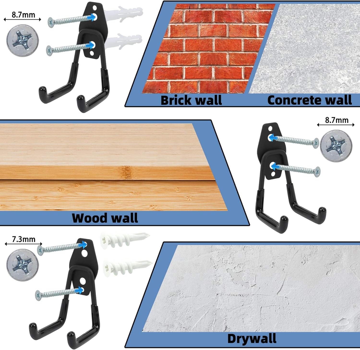 Wall Mount Heavy Duty Garage Hooks (2-Pack) – Mounted Storage 2Pcs