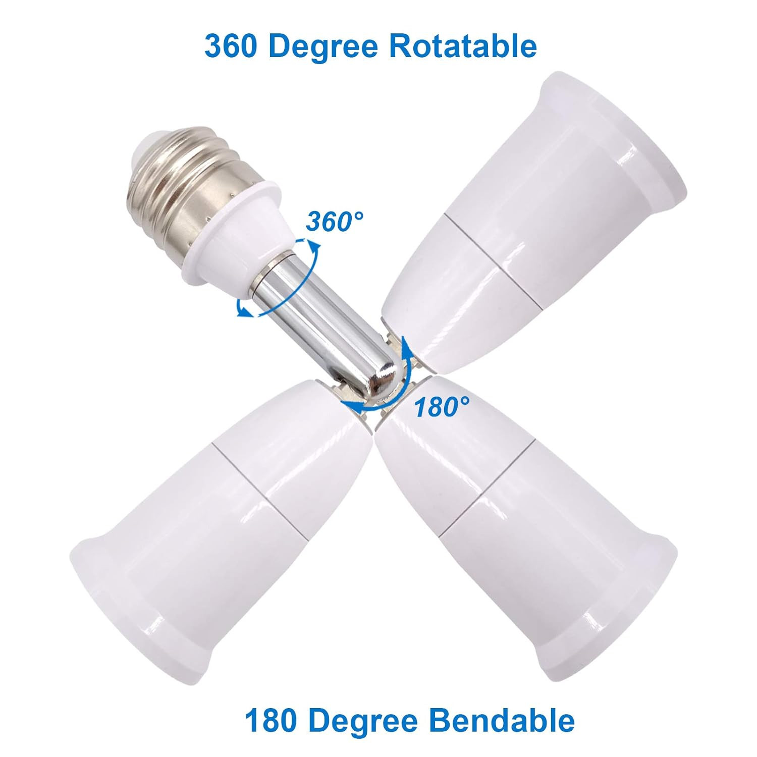 E26/E27 Light Socket Extender, 4.5 Inch Extension Socket Extender Adapter, Adjus