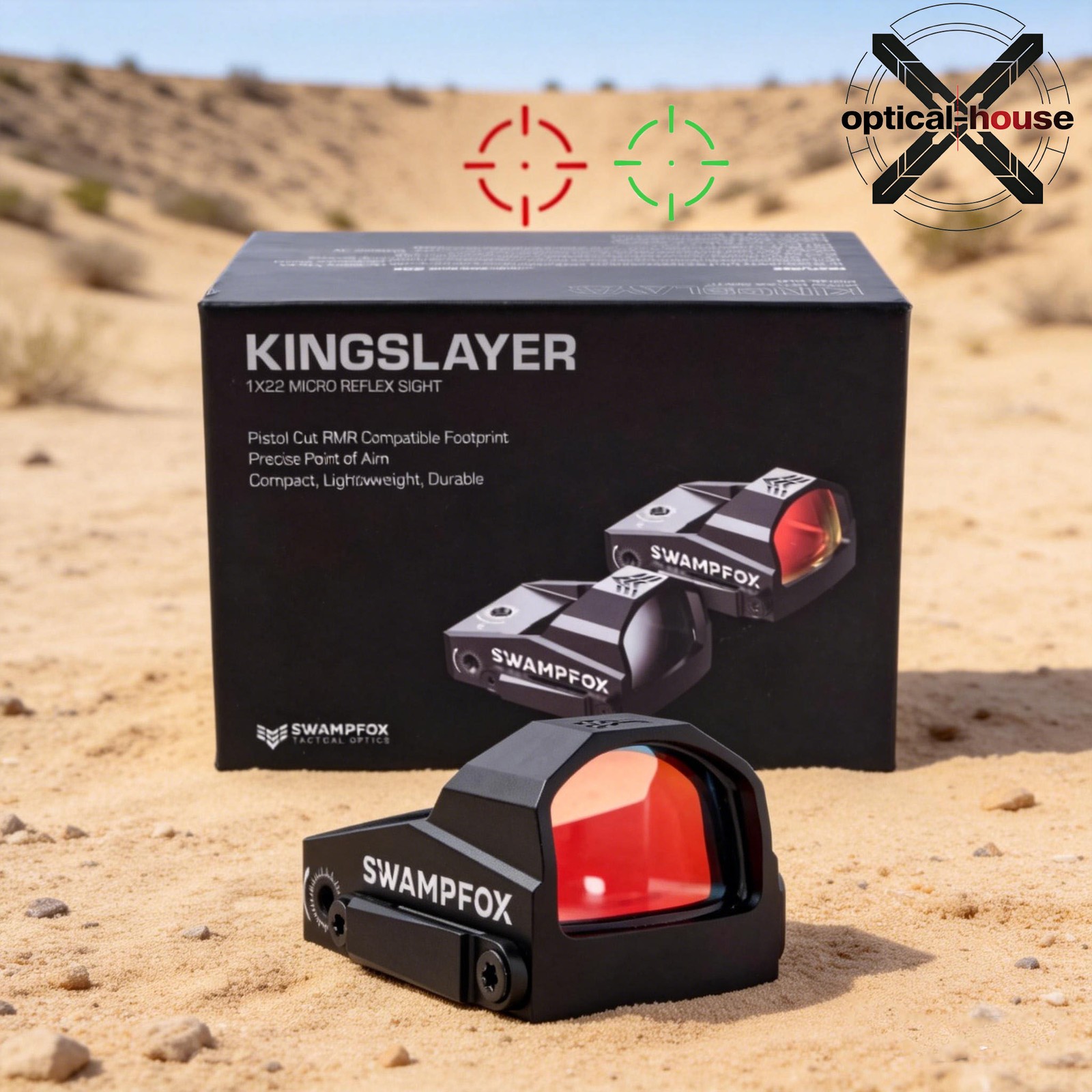 Swampfox Kingslayer 1X22mm Red /green Circle Dot Sight RMR 3MOA Micro Reflex