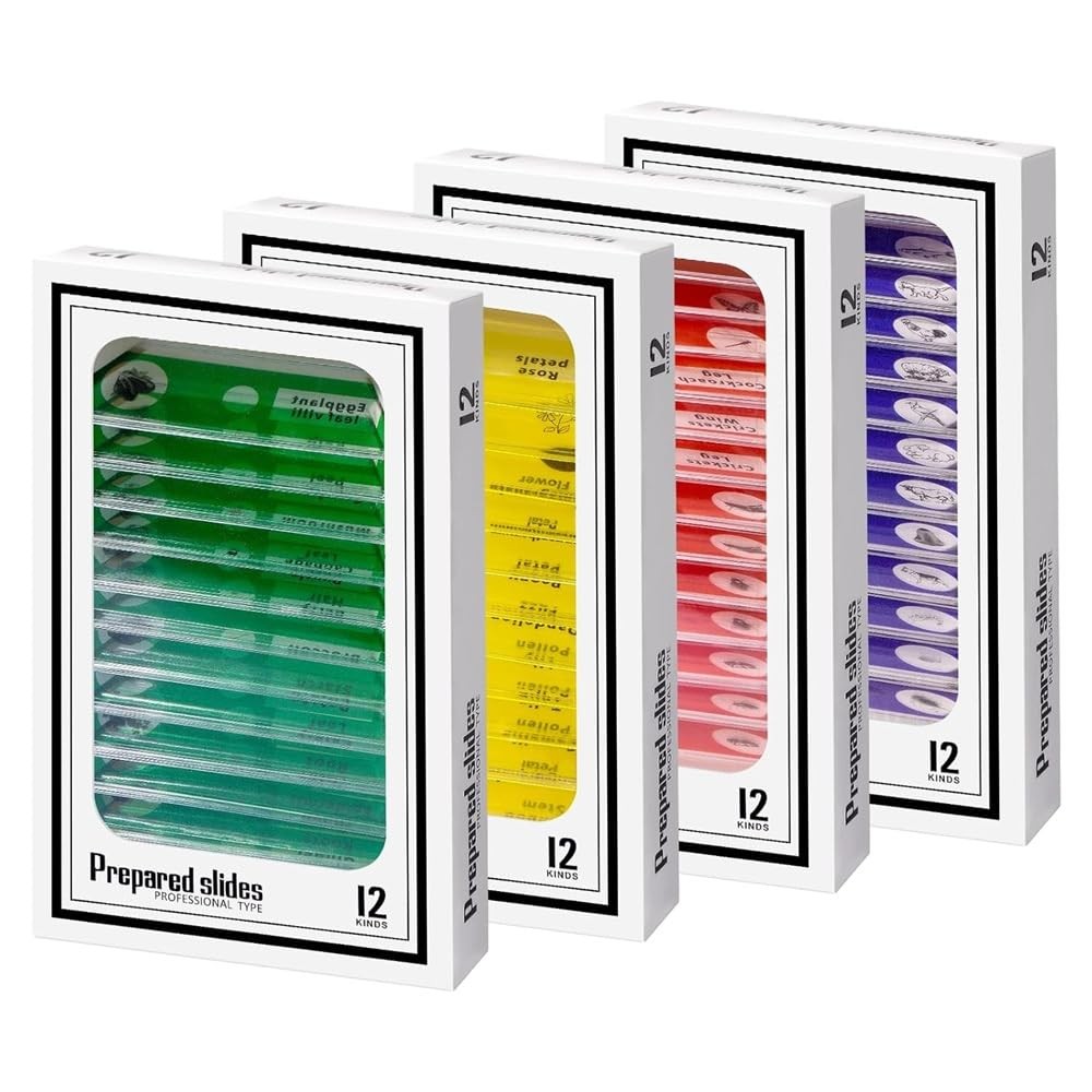 48Pcs Prepared Microscope Slides Specimen Set for Stereo Microscope