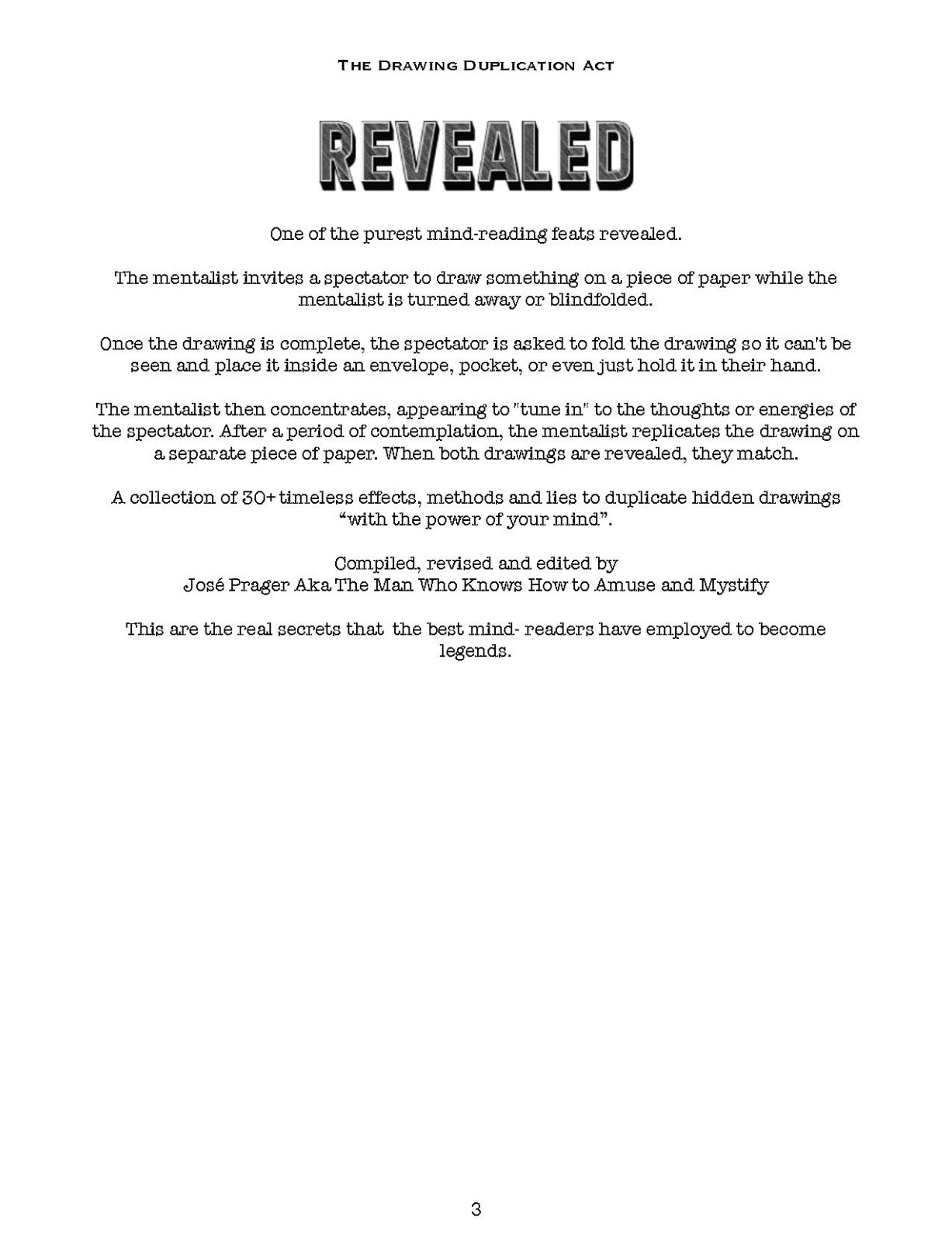 JOSE PRAGER THE DRAWING DUPLICATION ACT